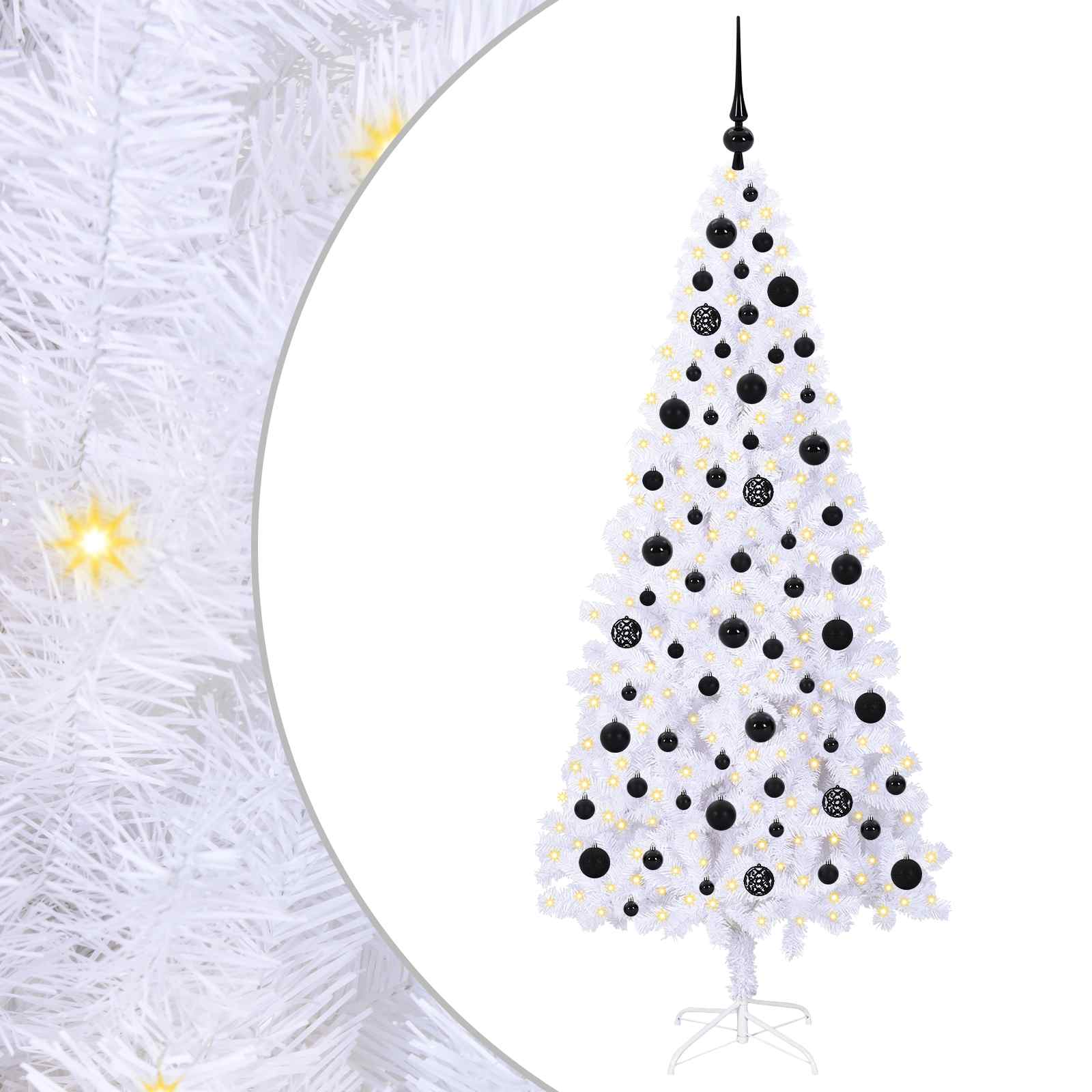 Mākslīgā Ziemassvētku eglīte ar 300 LED lampiņām, balta, 180 cm, PVC un tērauds