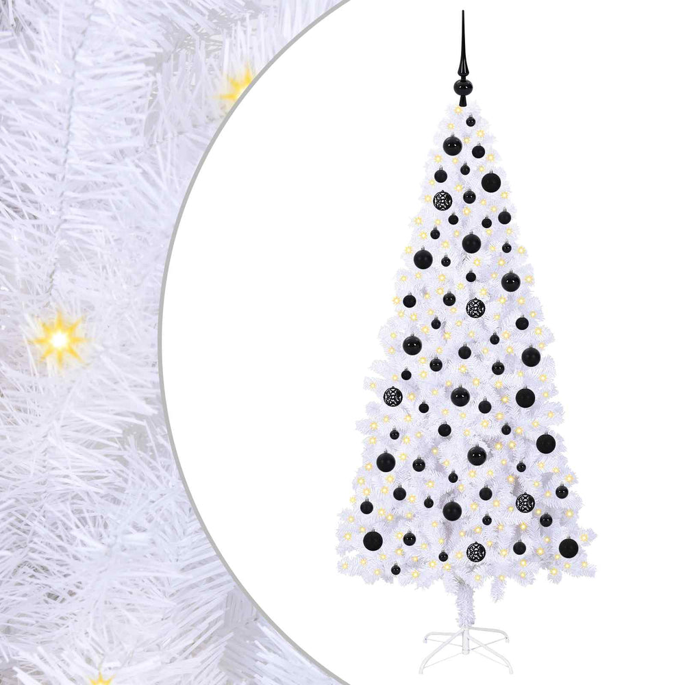 Artificial Christmas Tree with 300 LEDs White 180 cm PVC and Steel