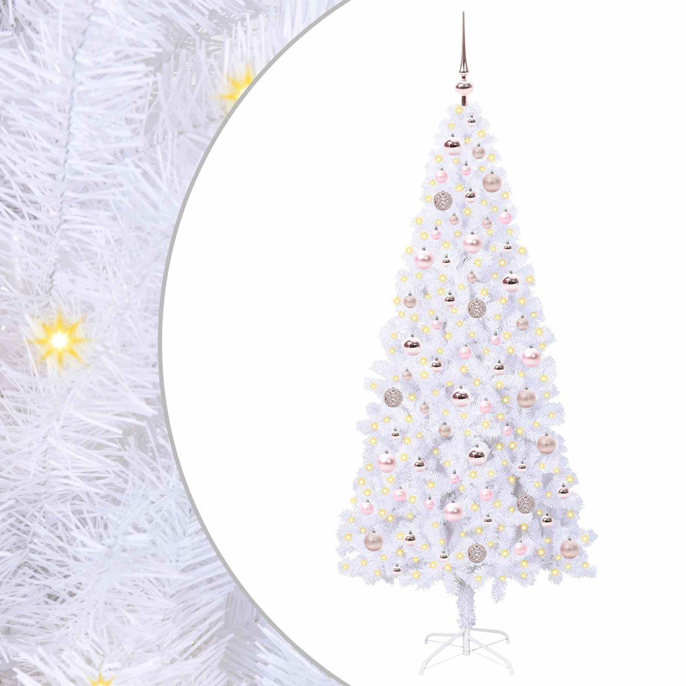 Artificial Christmas Tree with 300 LEDs White 180 cm PVC and Steel