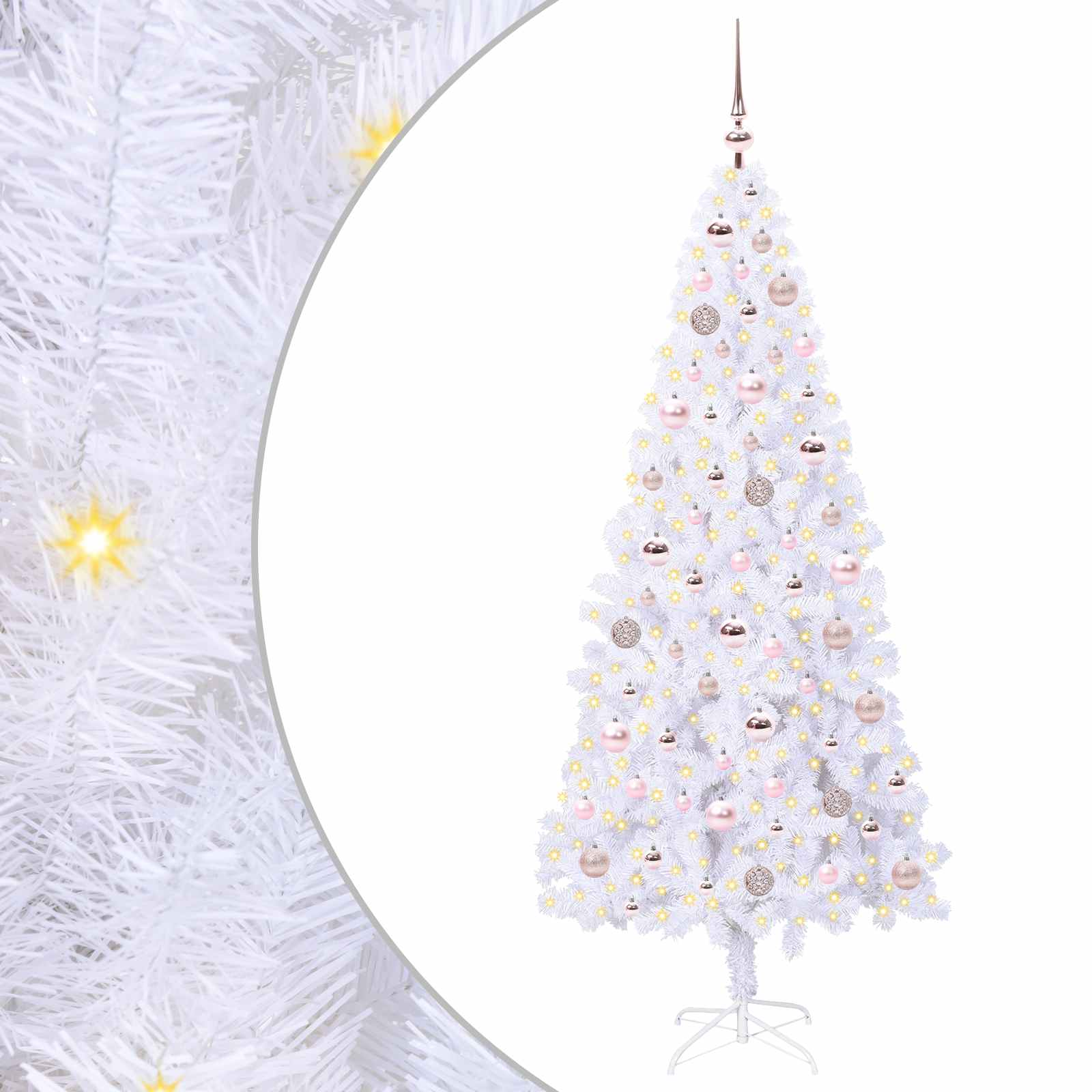 Artificial Christmas Tree with 300 LEDs White 180 cm PVC and Steel