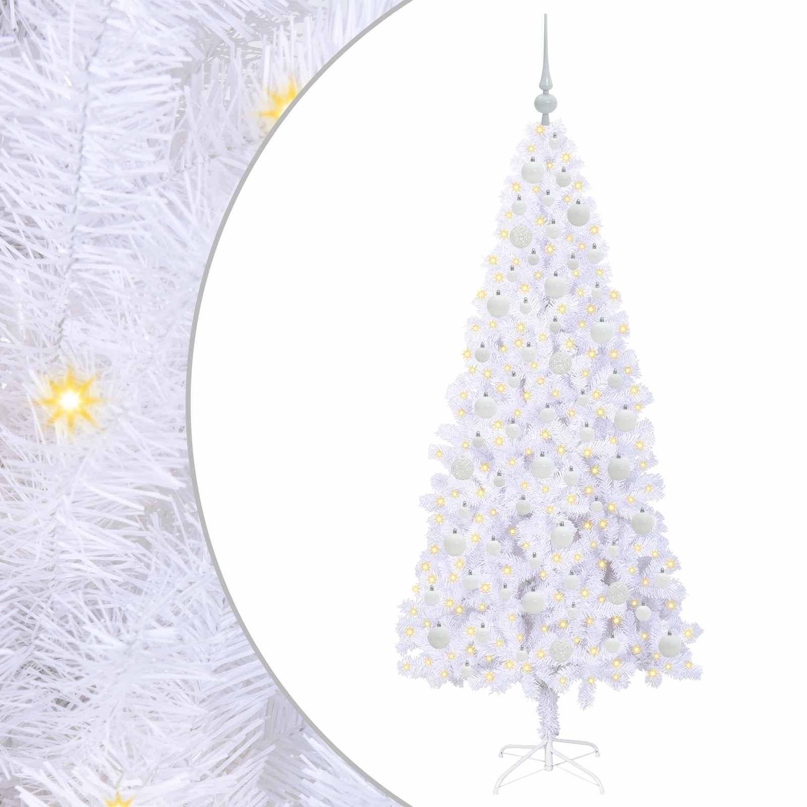 Artificial Christmas Tree with 300 LEDs White 180 cm PVC and Steel