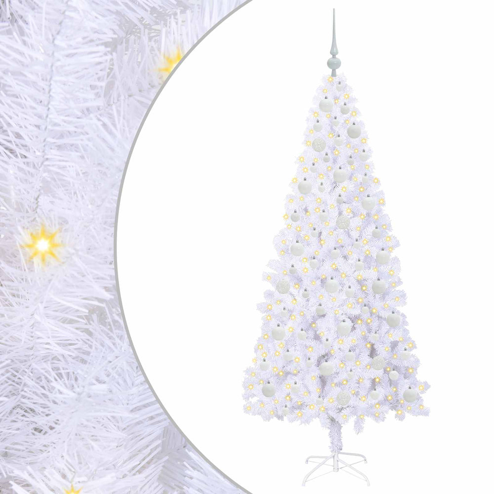 Artificial Christmas Tree with 300 LEDs White 180 cm PVC and Steel