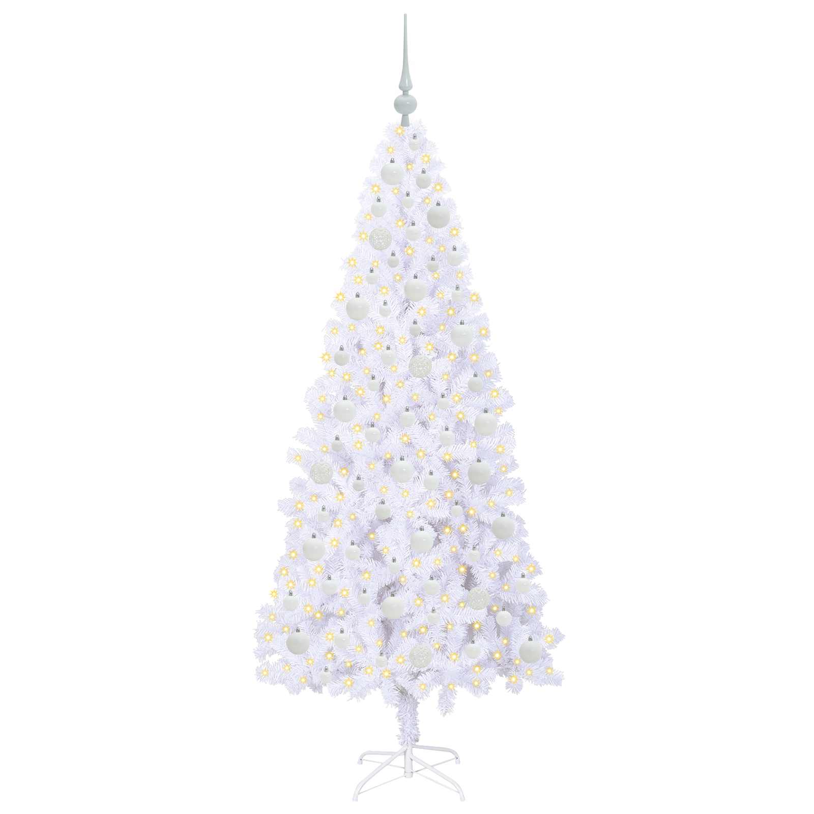 Artificial Christmas Tree with 300 LEDs White 180 cm PVC and Steel