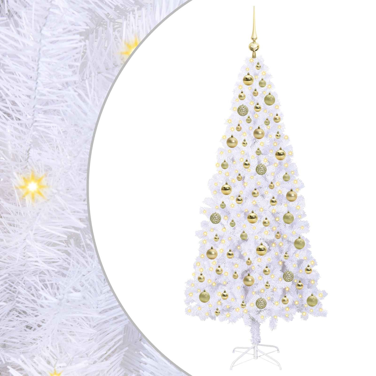 Dirbtinė Kalėdų eglutė su 300 LED Balta 180 cm PVC ir Plienas