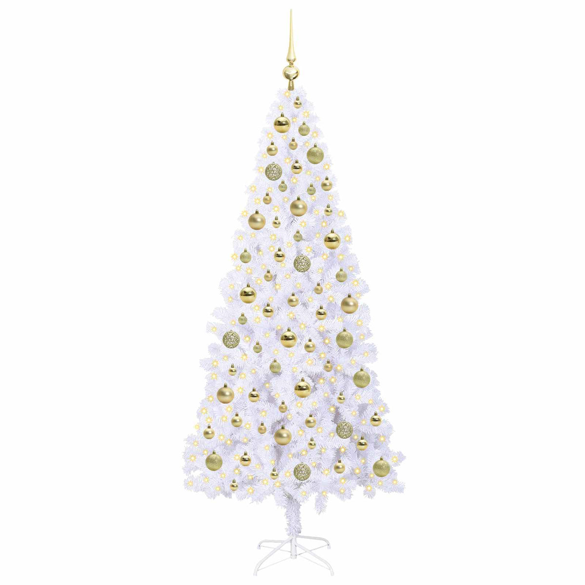 Dirbtinė Kalėdų eglutė su 300 LED Balta 180 cm PVC ir Plienas