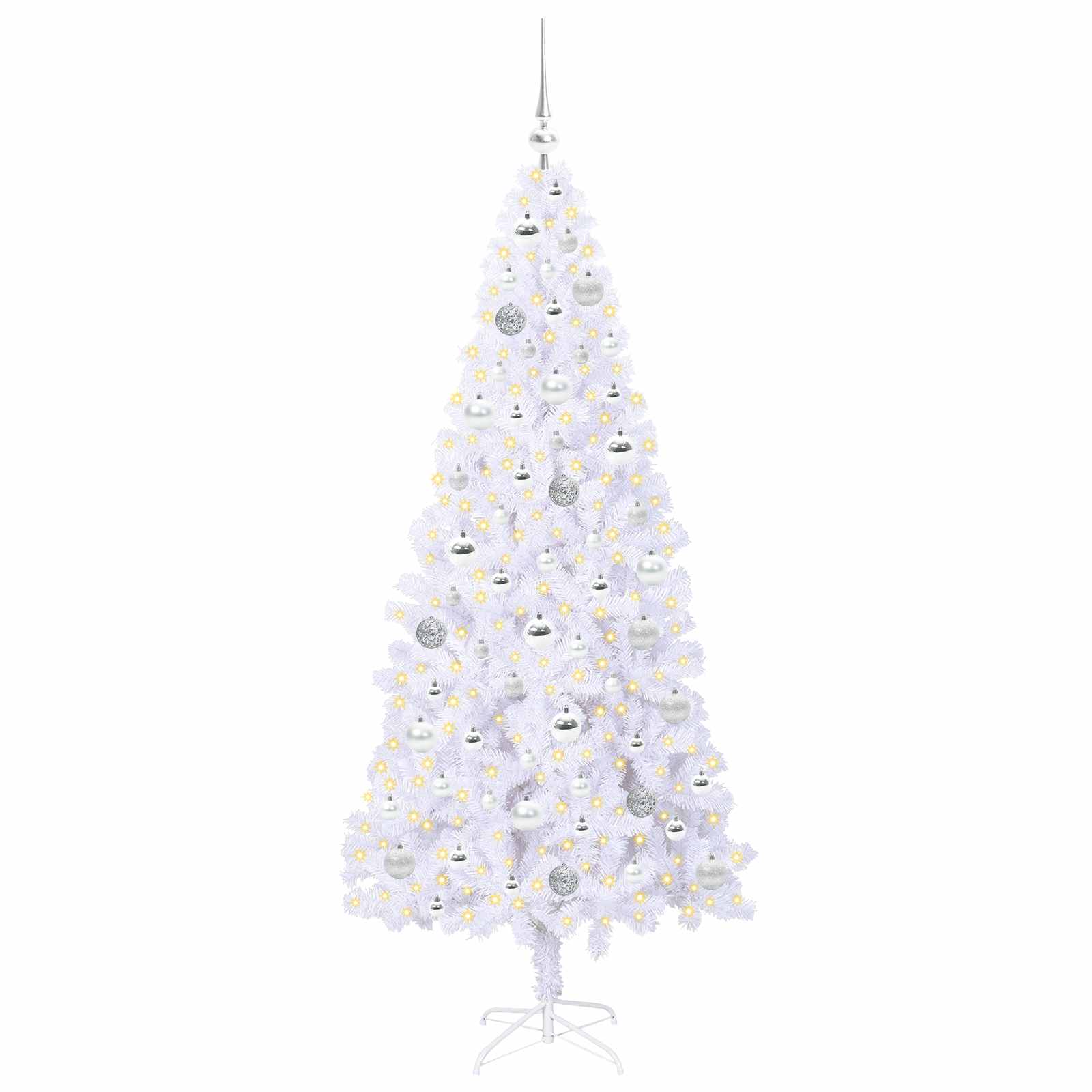 Mākslīgā Ziemassvētku eglīte ar 300 LED lampiņām, balta, 180 cm, PVC un tērauds