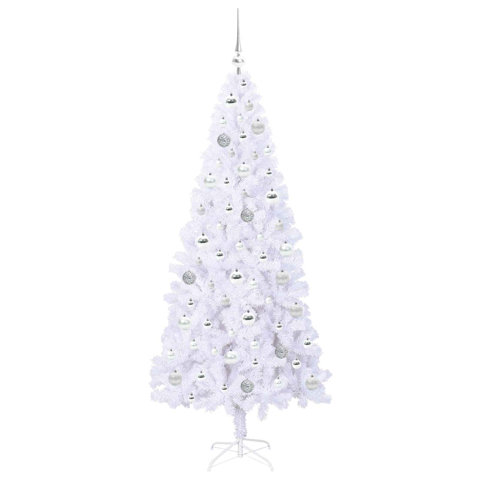 Mākslīgā Ziemassvētku eglīte ar 300 LED lampiņām, balta, 180 cm, PVC un tērauds