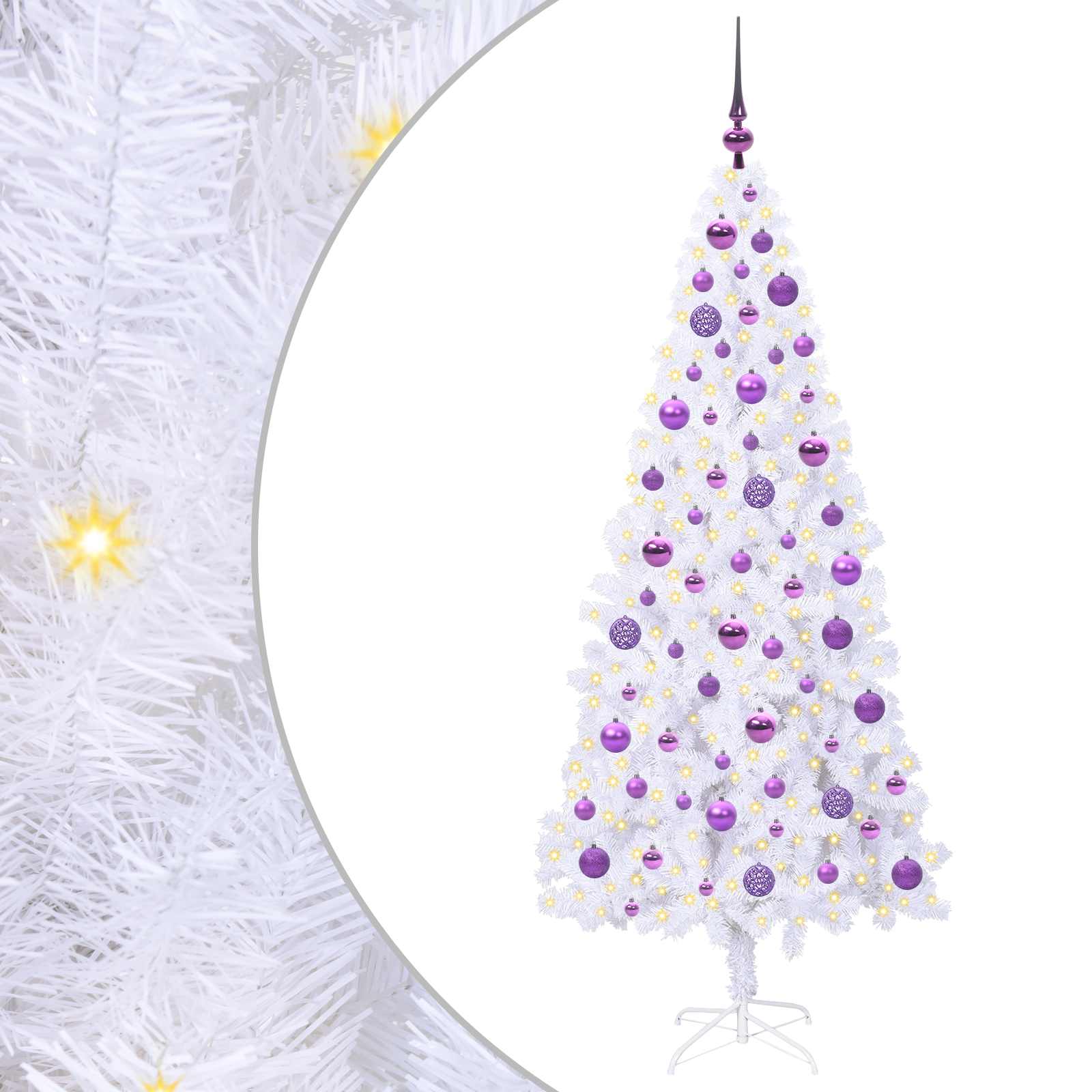 Dirbtinė Kalėdų eglutė su 300 LED Balta 180 cm PVC ir Plienas