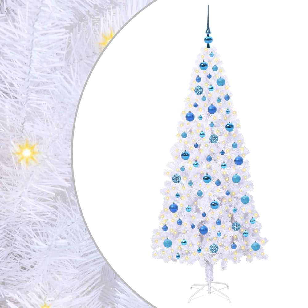 Artificial Christmas Tree with 300 LEDs White 180 cm PVC and Steel