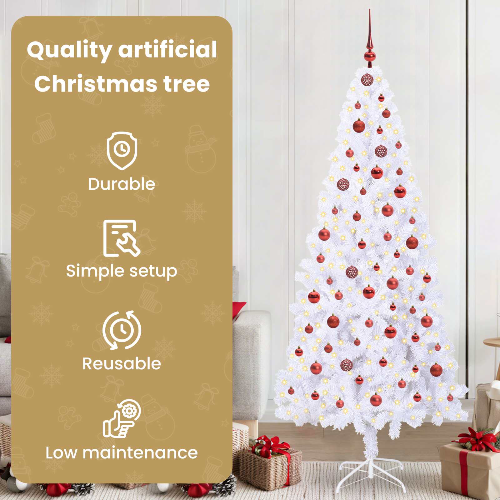 Mākslīgā Ziemassvētku eglīte AK CROWN, ar 300 LED, balta, 210 gab.