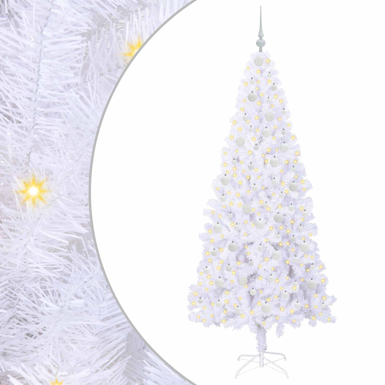 Dirbtinė Kalėdų eglutė su 300 LED Balta 210 cm PVC ir Plienas