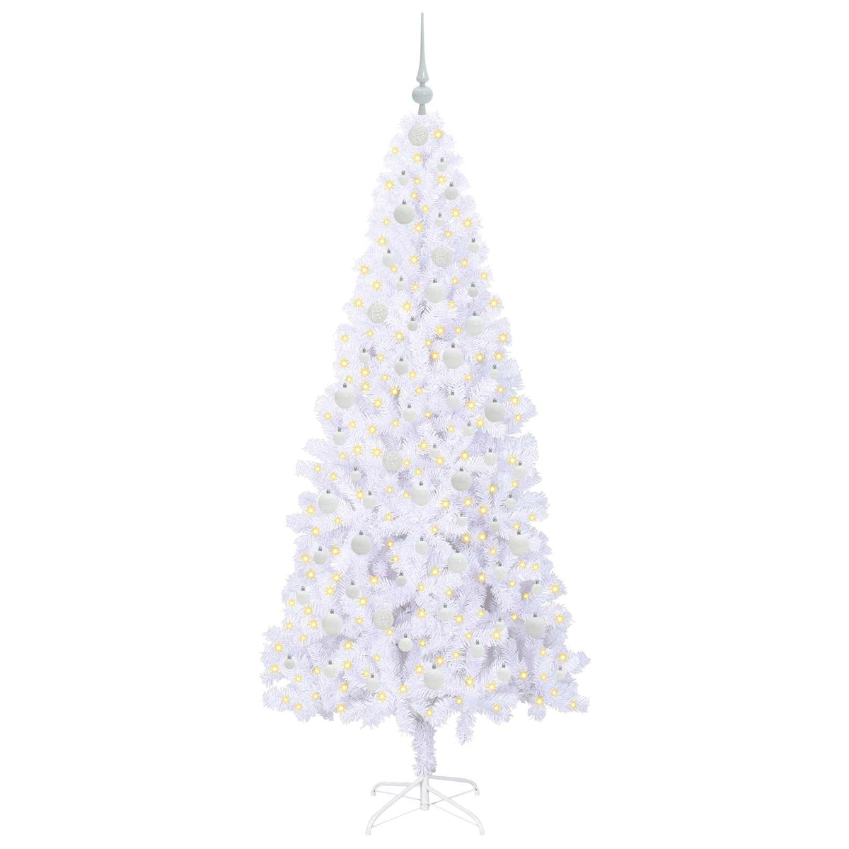 Dirbtinė Kalėdų eglutė su 300 LED Balta 210 cm PVC ir Plienas