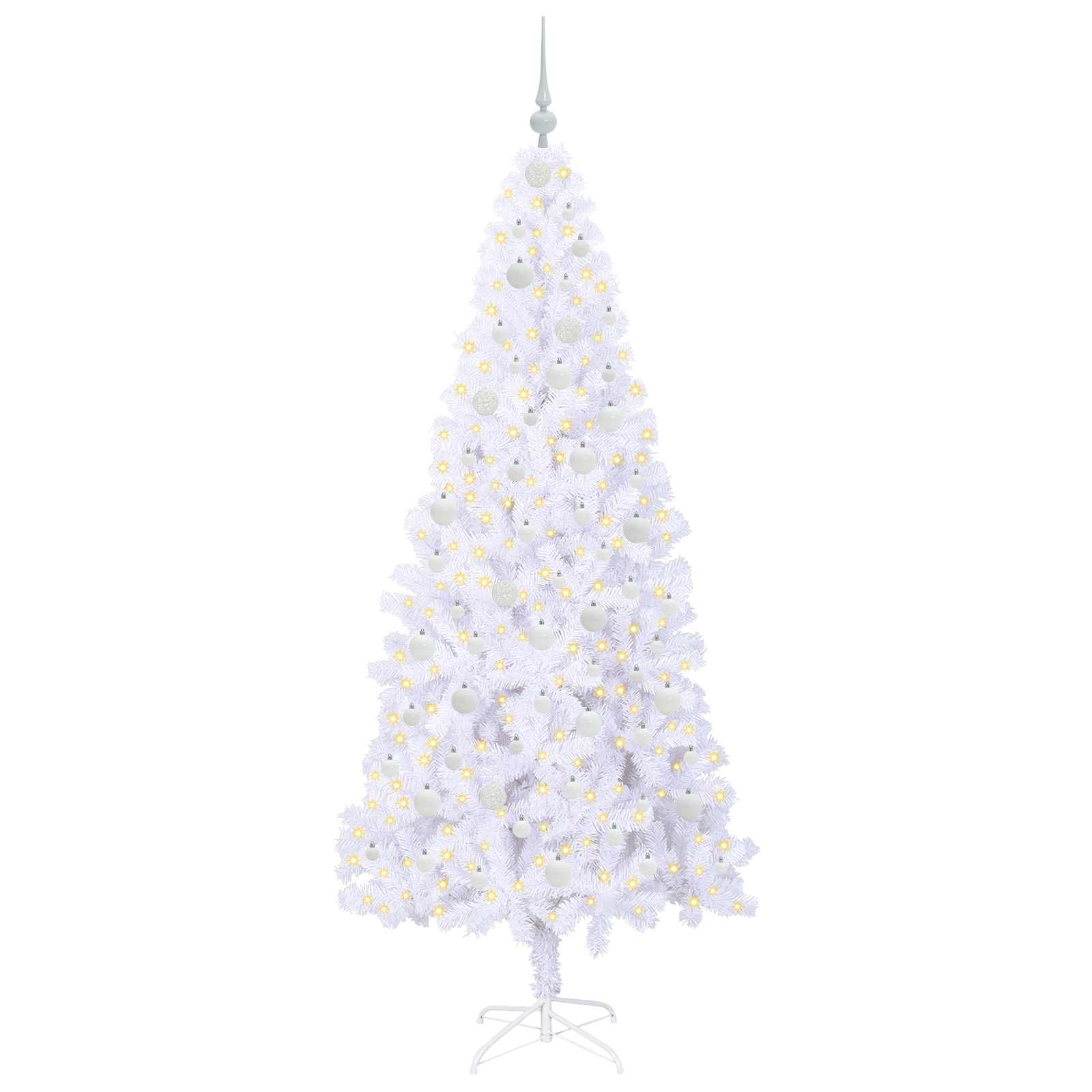 Dirbtinė Kalėdų eglutė su 300 LED Balta 210 cm PVC ir Plienas