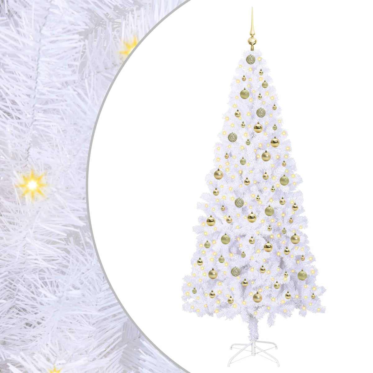 Dirbtinė Kalėdų eglutė su 300 LED Balta 210 cm PVC ir Plienas