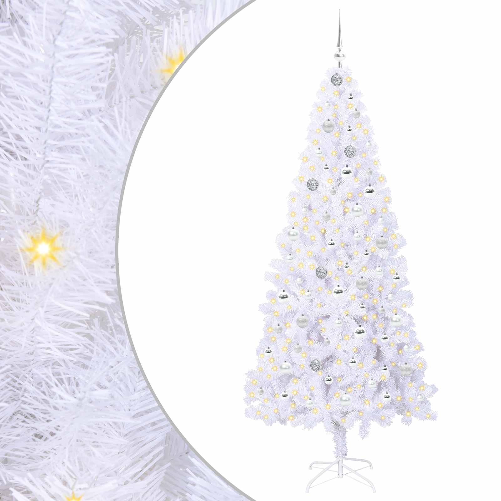 Dirbtinė Kalėdų eglutė su 300 LED Balta 210 cm PVC ir Plienas