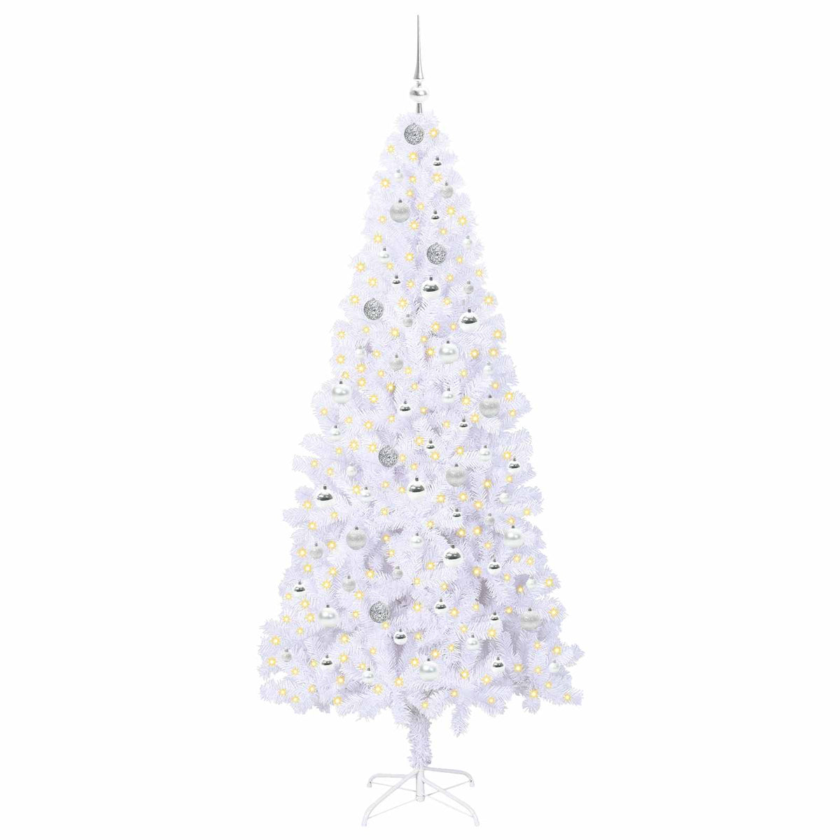 Dirbtinė Kalėdų eglutė su 300 LED Balta 210 cm PVC ir Plienas
