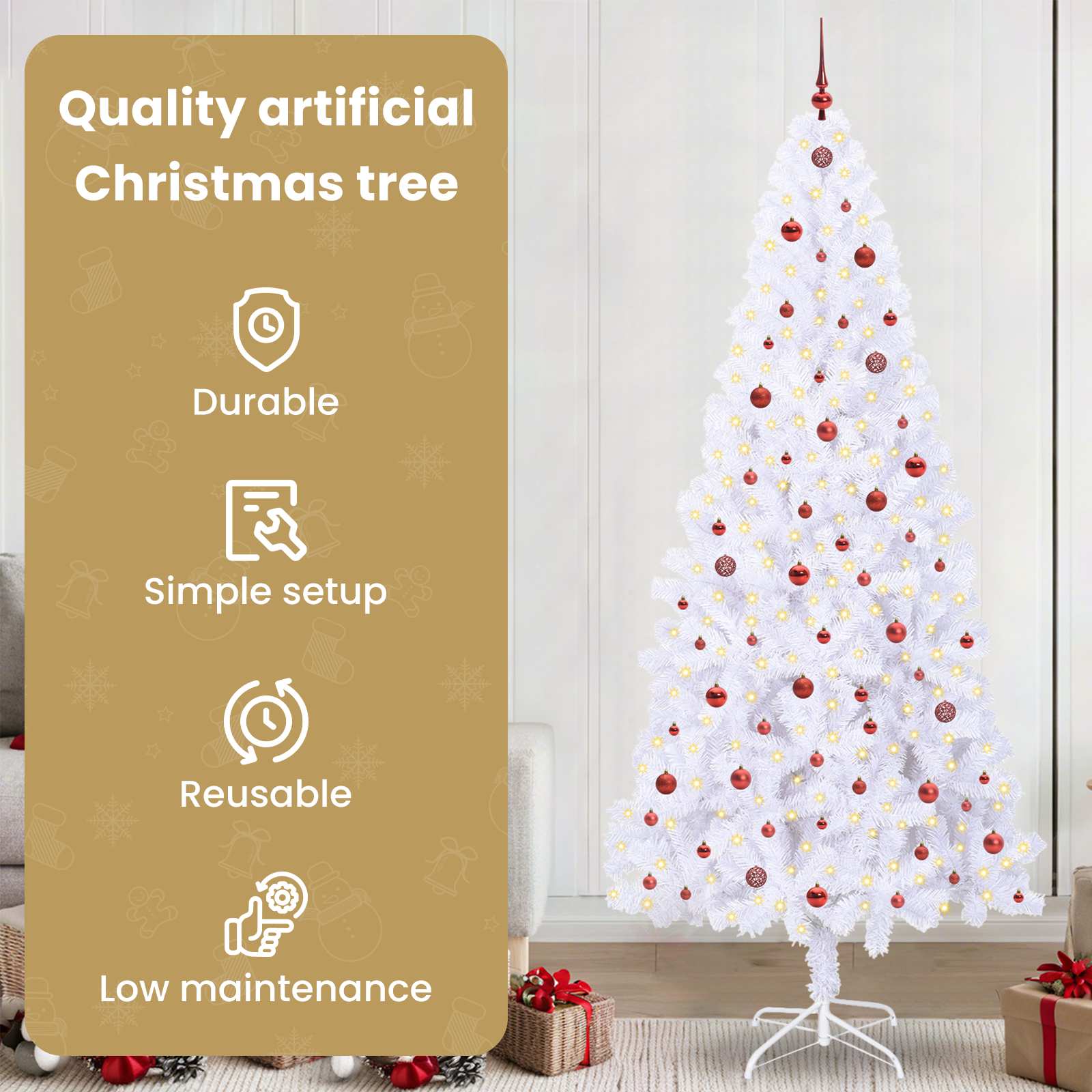 Dirbtinė Kalėdų eglutė su 300 LED Balta 240 cm PVC ir Plienas