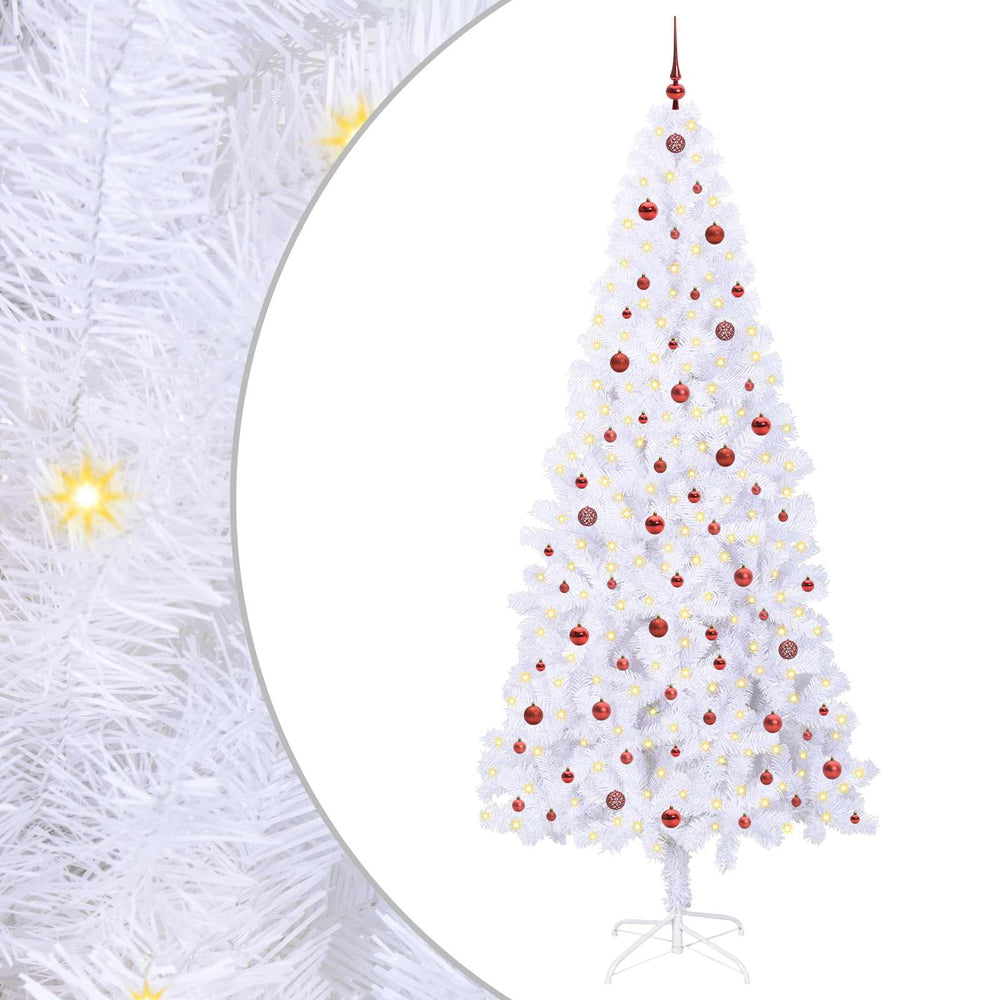 Dirbtinė Kalėdų eglutė su 300 LED Balta 240 cm PVC ir Plienas