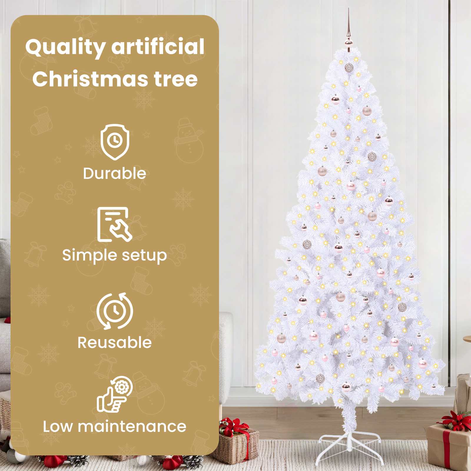 Dirbtinė Kalėdų eglutė SNOW SHINE, su 300 LED Balta 240 vnt.