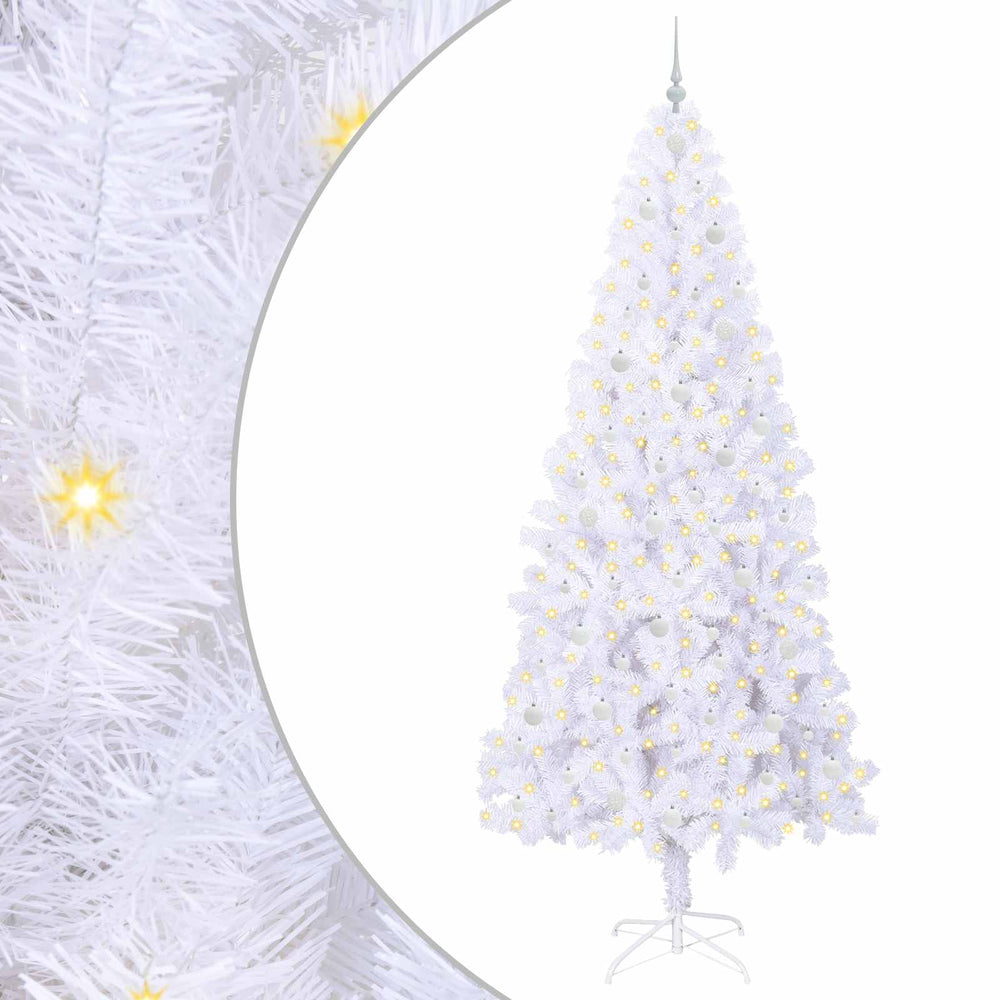 Artificial Christmas Tree with 300 LEDs White 240 cm PVC and Steel