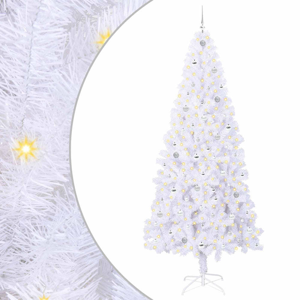 Dirbtinė Kalėdų eglutė su 300 LED Balta 240 cm PVC ir Plienas