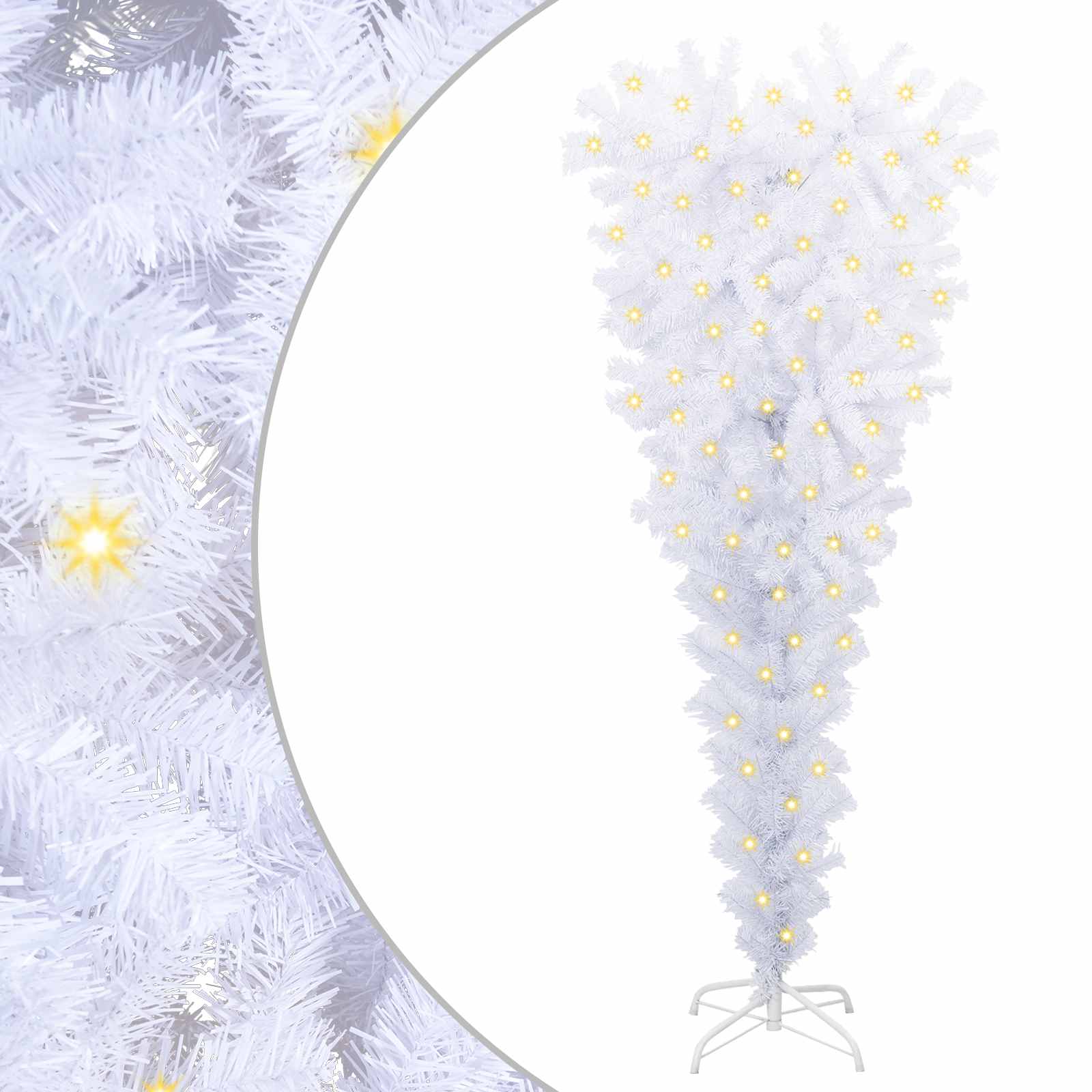 Dirbtinė Kalėdų eglutė su 150 LED Balta 120 cm PVC ir Plienas