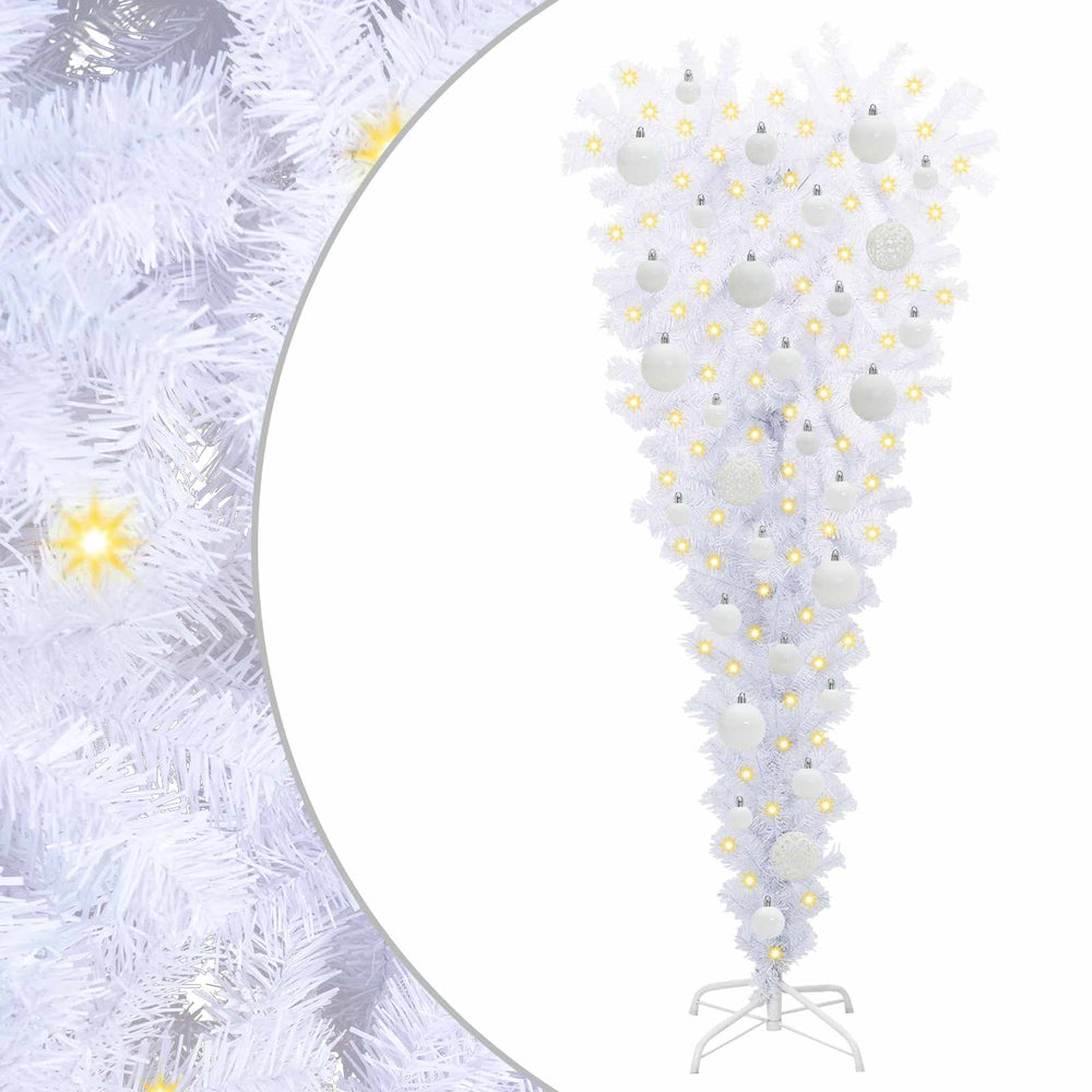Dirbtinė Kalėdų eglutė su 150 LED Balta 120 cm PVC ir Plienas