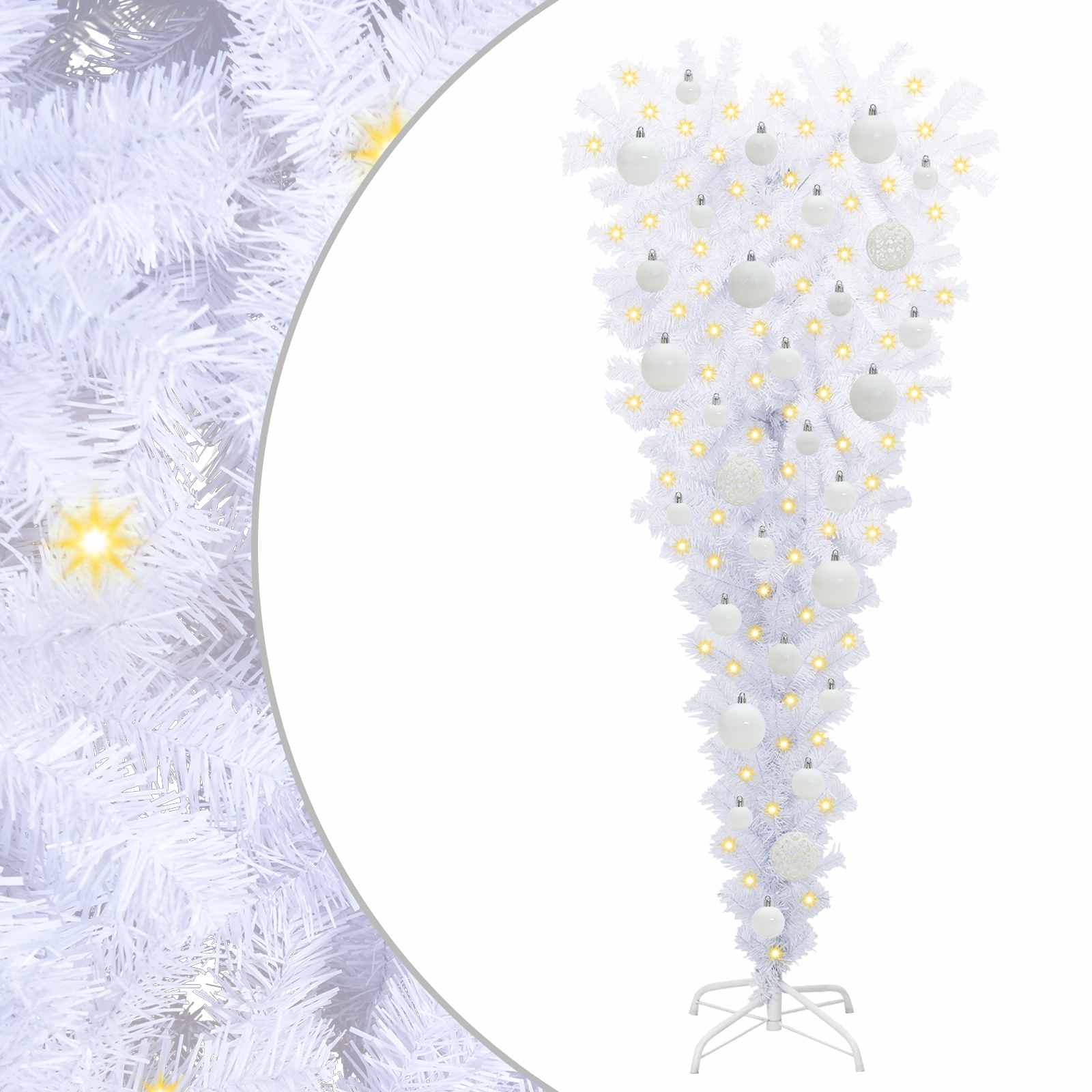 Dirbtinė Kalėdų eglutė su 150 LED Balta 120 cm PVC ir Plienas