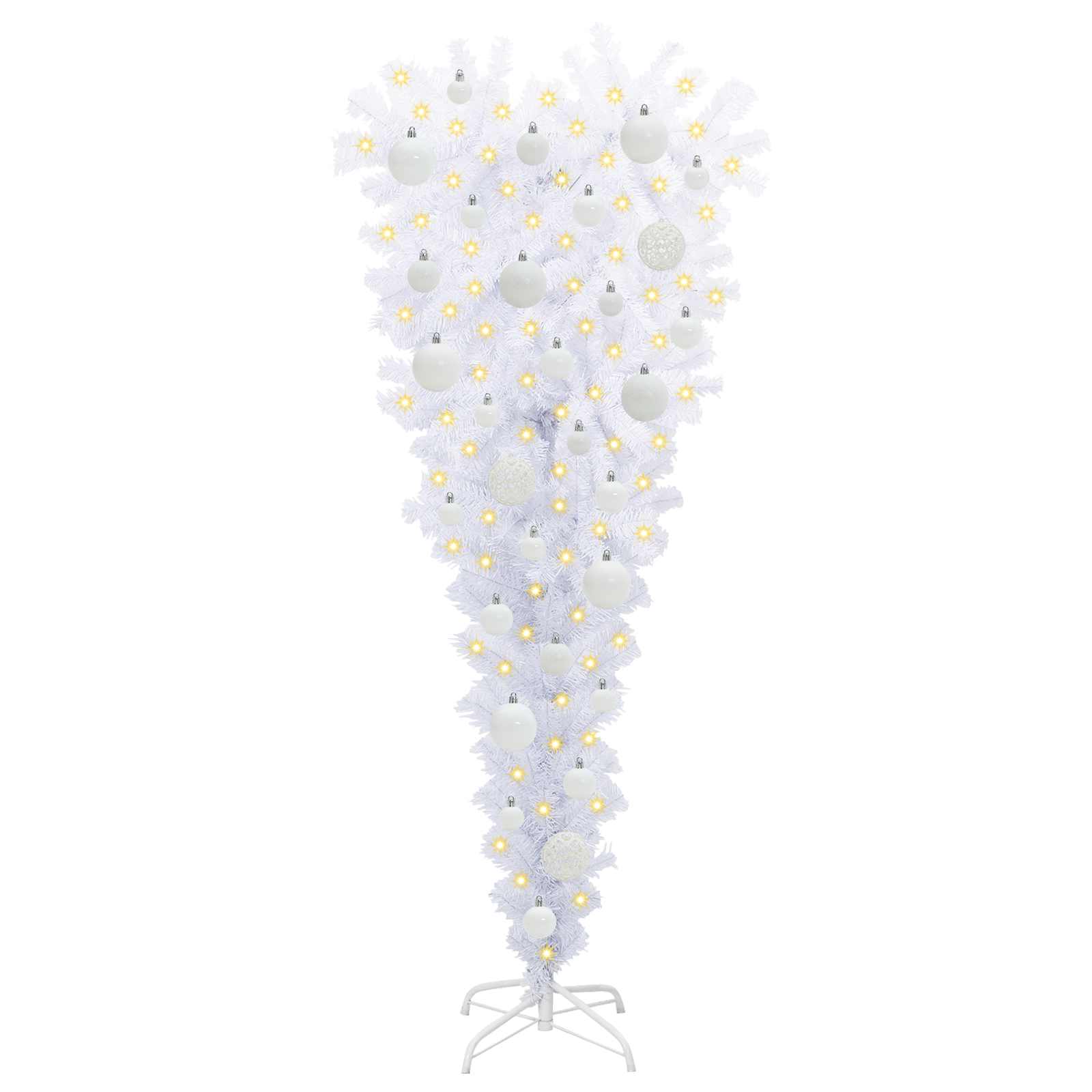 Dirbtinė Kalėdų eglutė su 150 LED Balta 120 cm PVC ir Plienas