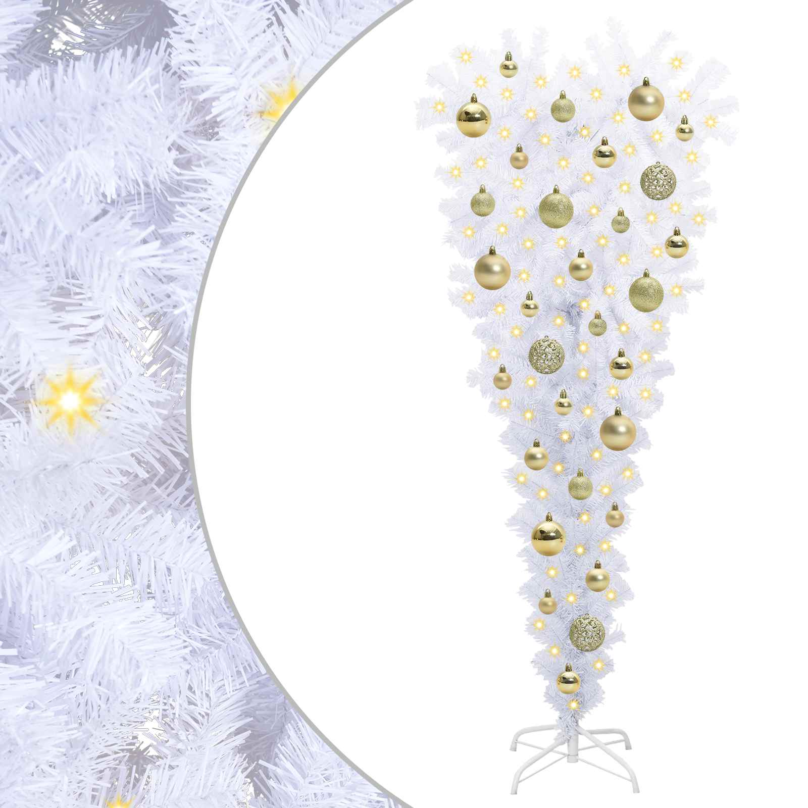 Dirbtinė Kalėdų eglutė su 150 LED Balta 120 cm PVC ir Plienas