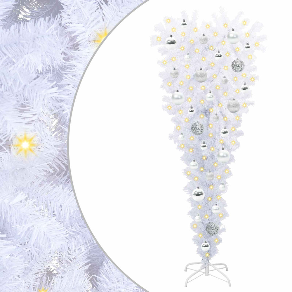 Dirbtinė Kalėdų eglutė su 150 LED Balta 120 cm PVC ir Plienas