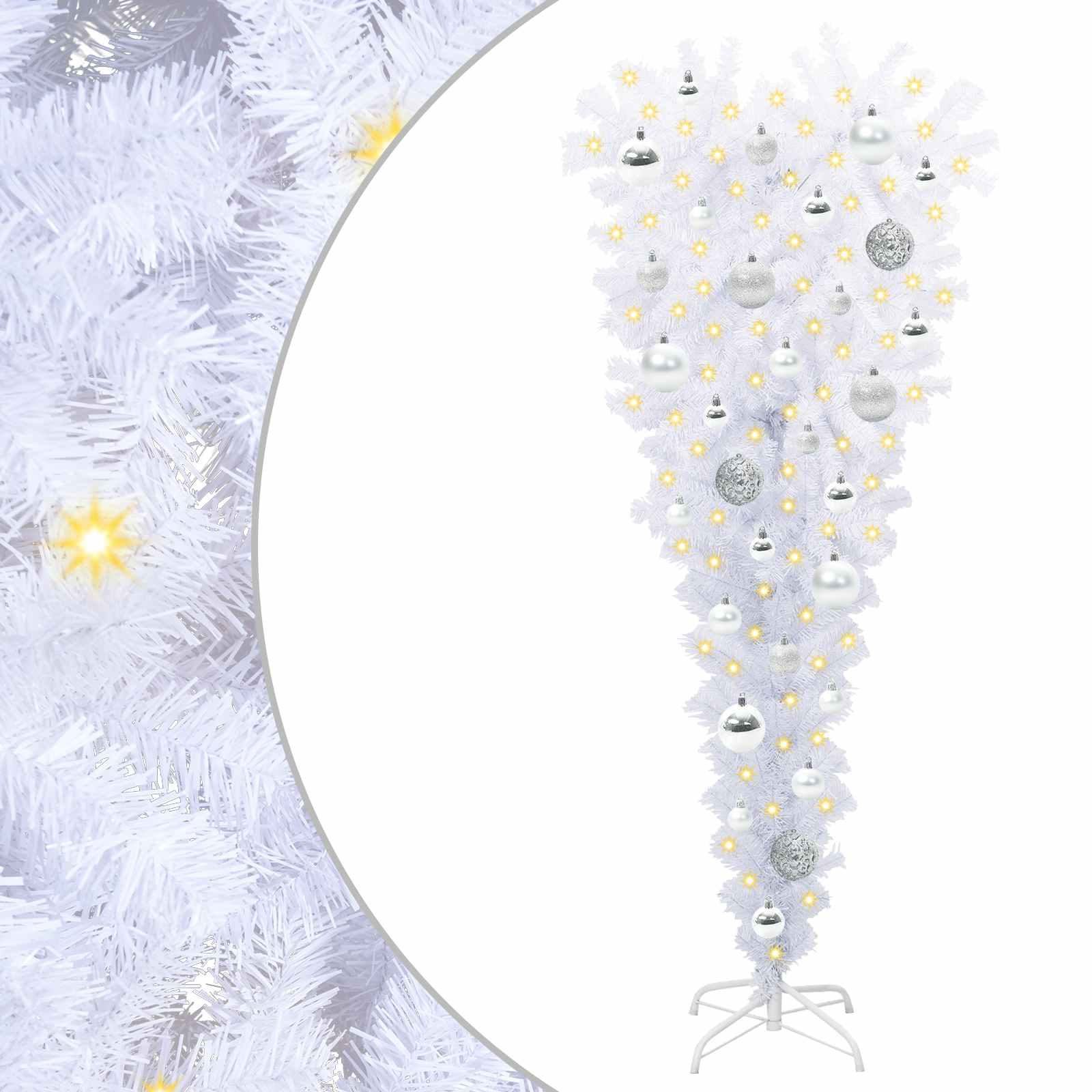 Dirbtinė Kalėdų eglutė su 150 LED Balta 120 cm PVC ir Plienas