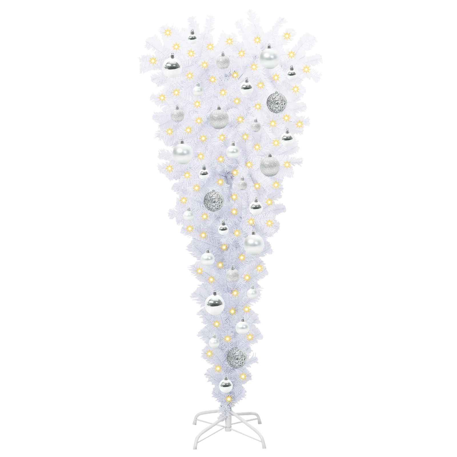 Dirbtinė Kalėdų eglutė su 150 LED Balta 120 cm PVC ir Plienas