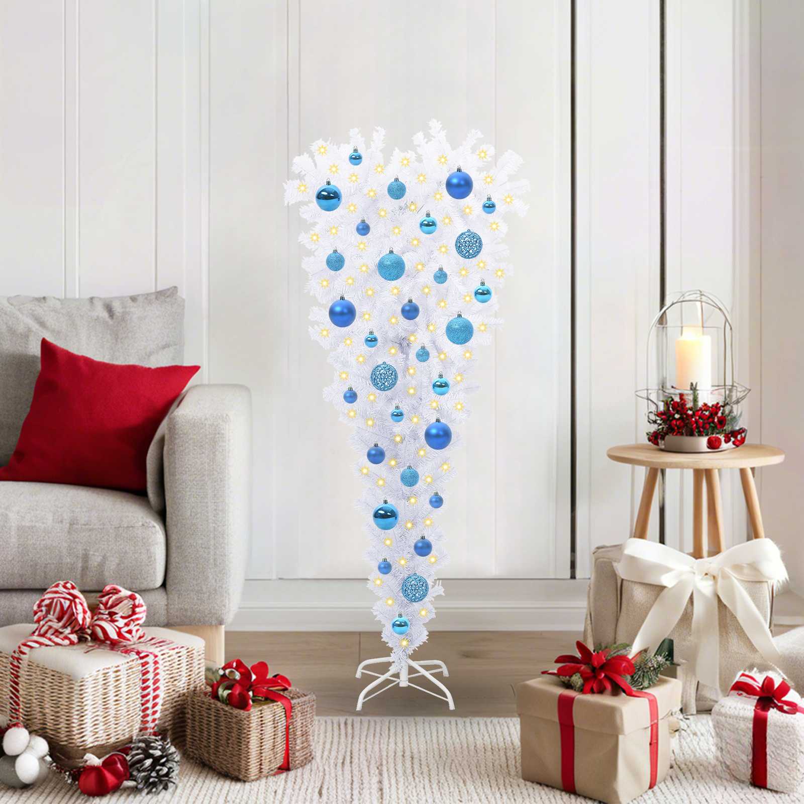 Dirbtinė Kalėdų eglutė su 150 LED Balta 120 cm PVC ir Plienas