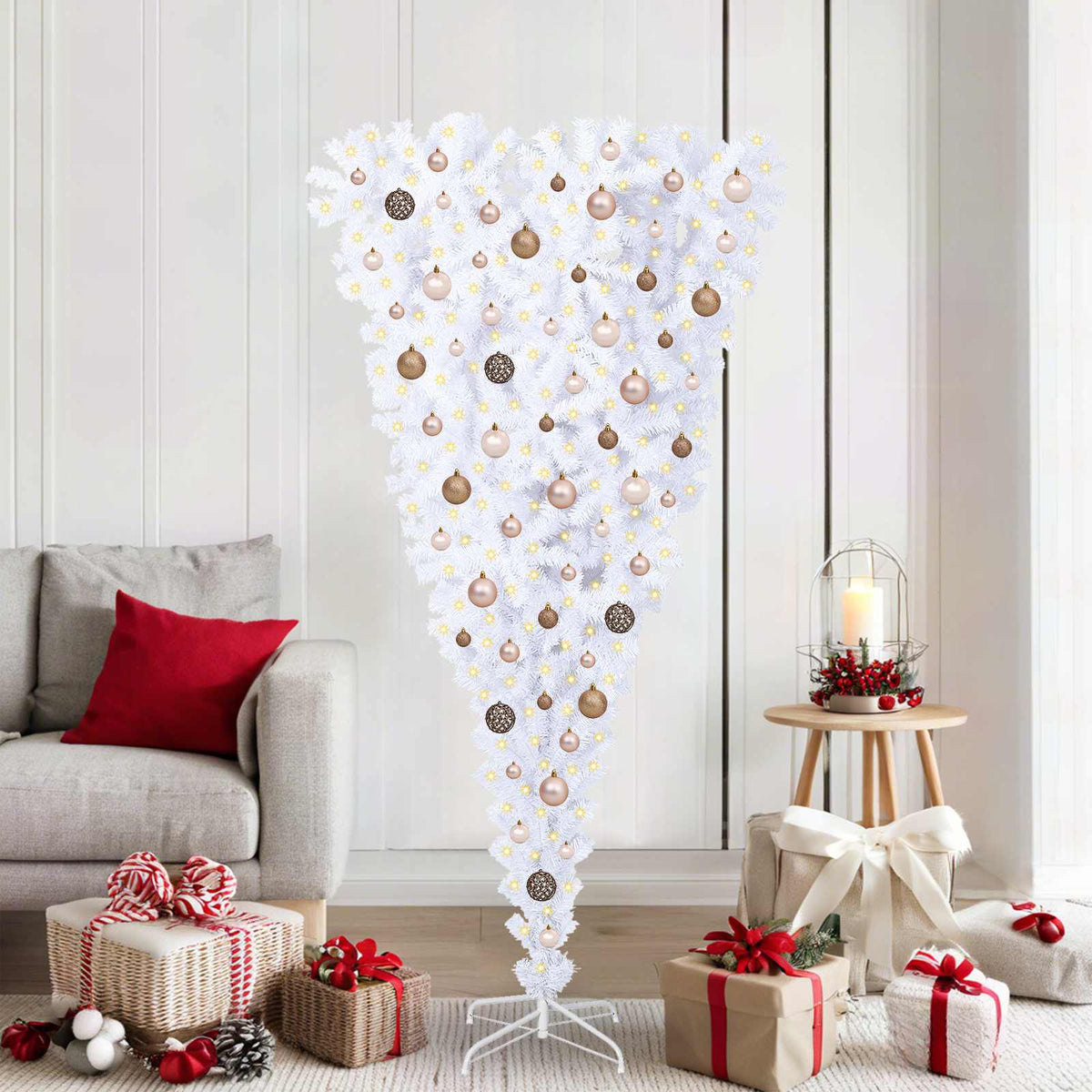 Dirbtinė Kalėdų eglutė su 300 LED Balta 180 cm PVC ir plienas