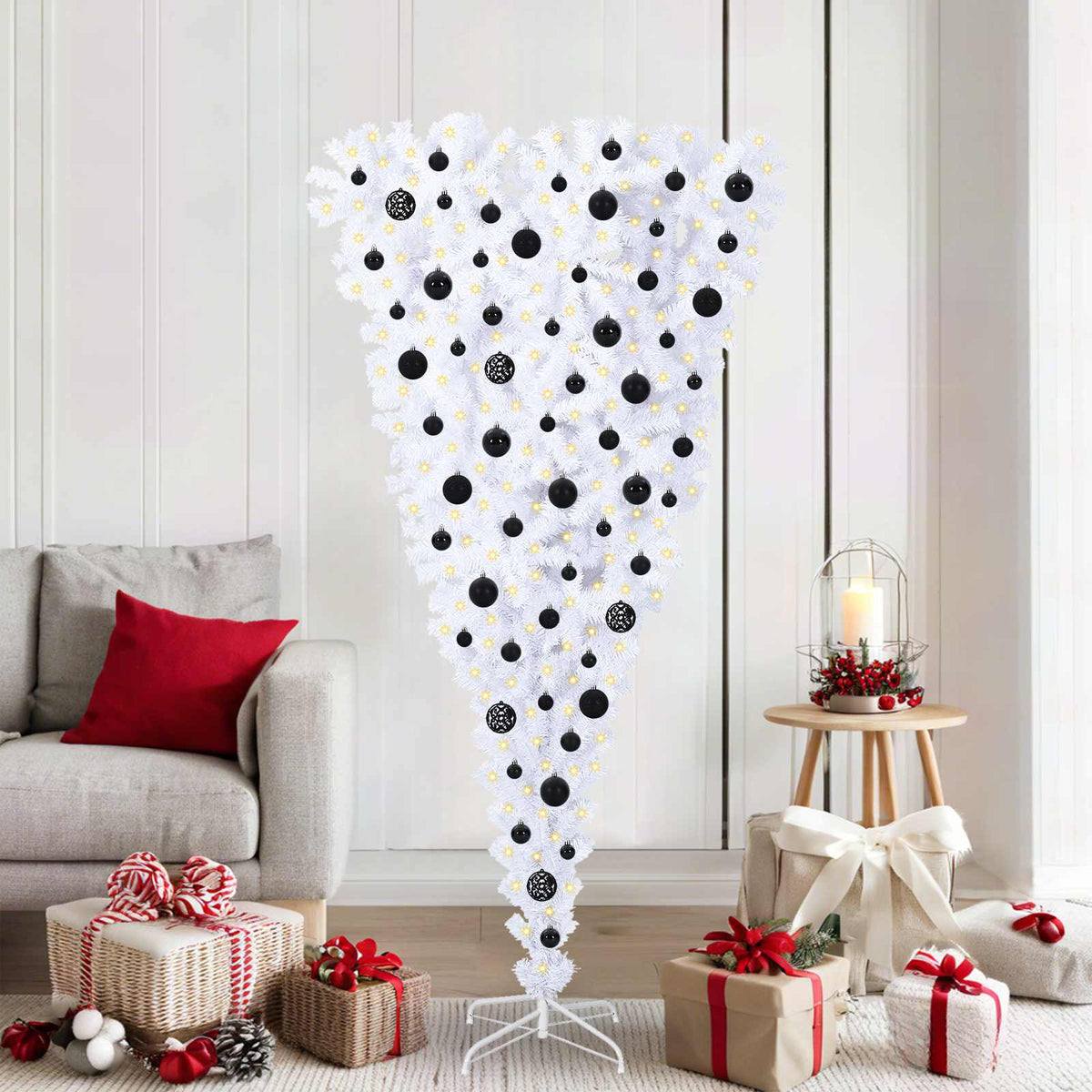 Dirbtinė Kalėdų eglutė su 300 LED Balta 180 cm PVC ir plienas