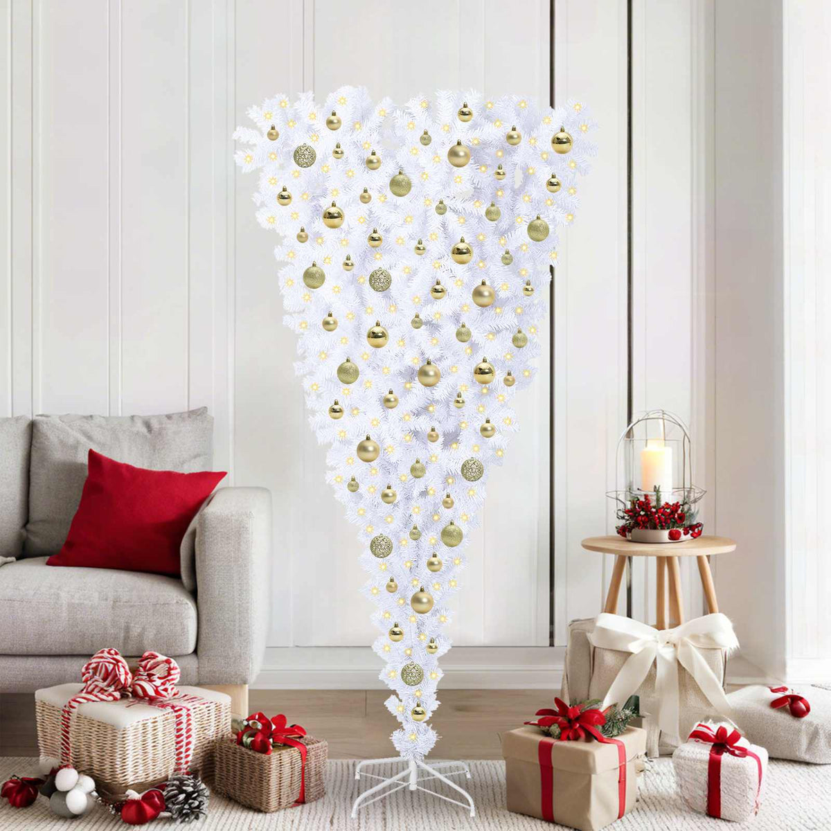 Dirbtinė Kalėdų eglutė su 300 LED Balta 180 cm PVC ir plienas