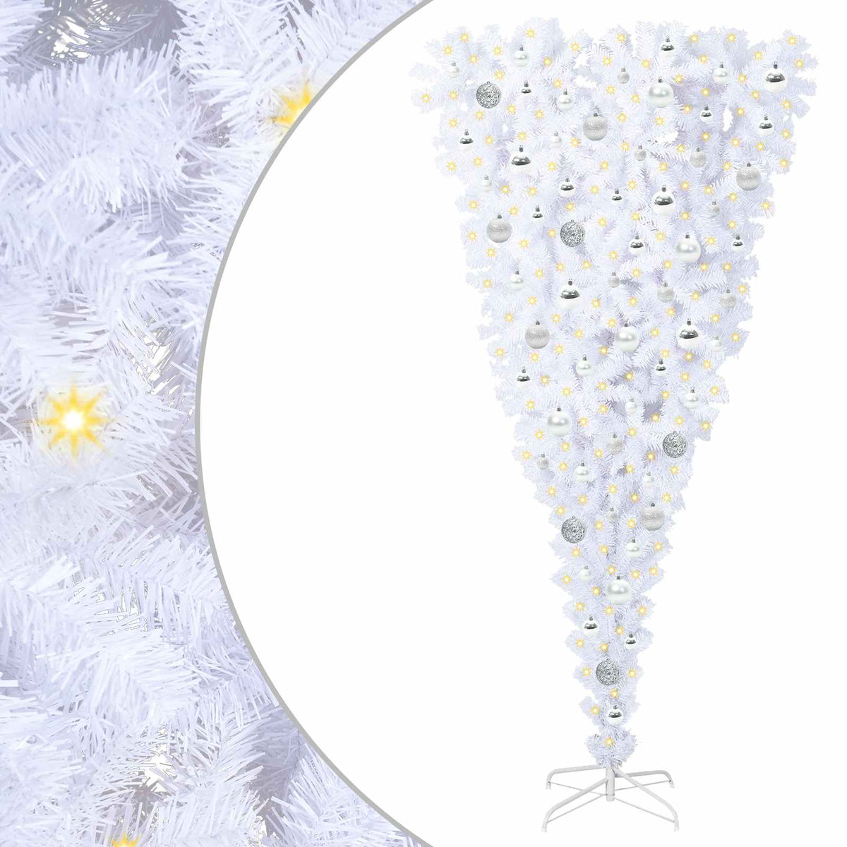 Dirbtinė Kalėdų eglutė su 300 LED Balta 180 cm PVC ir plienas