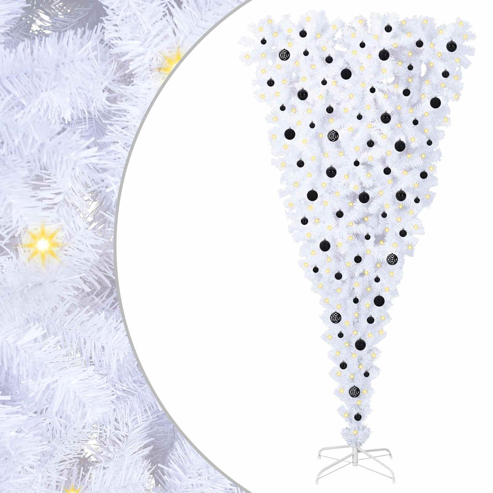 Artificial Christmas Tree with 300 LEDs White 240 cm PVC and Steel