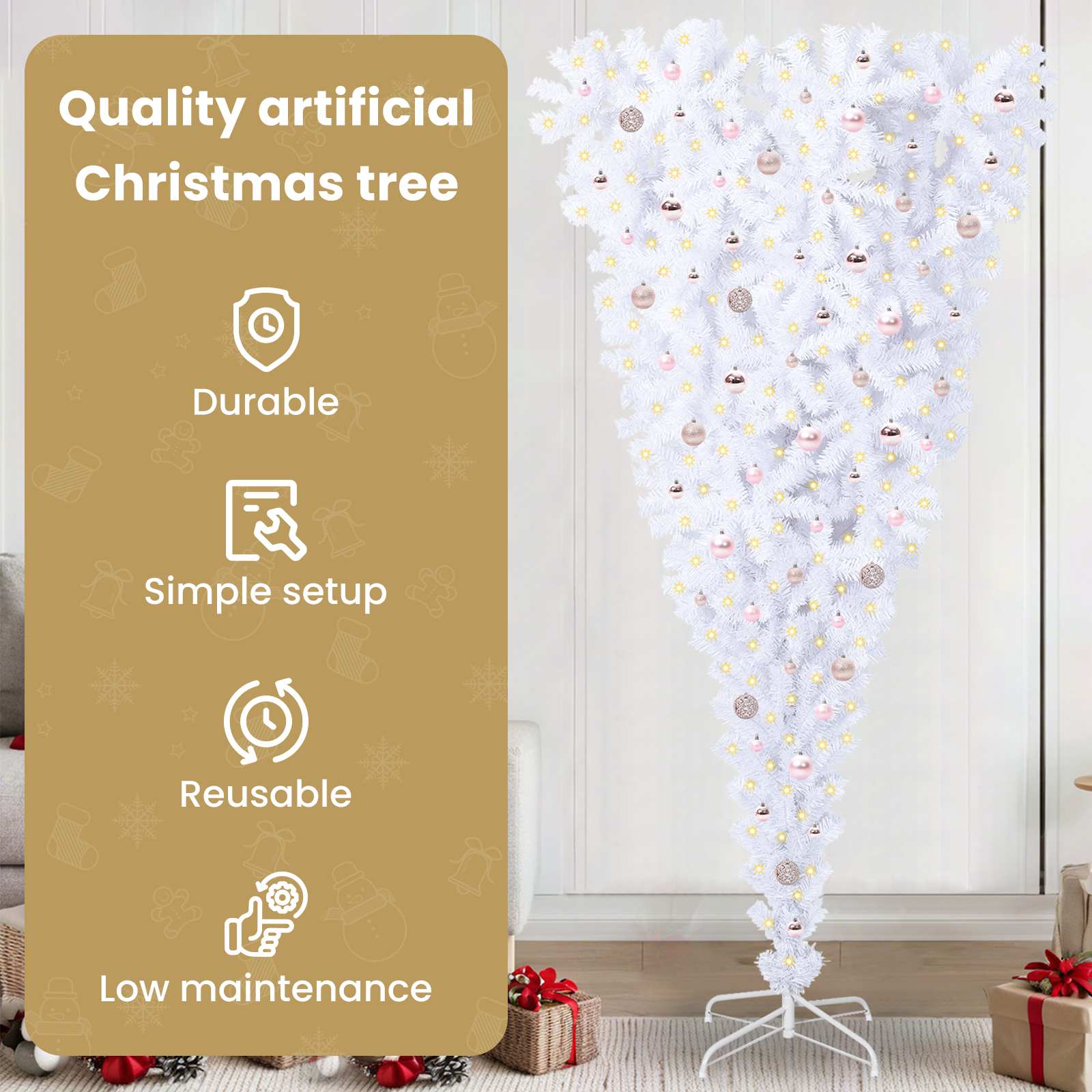 Dirbtinė Kalėdų eglutė su 300 LED Balta 240 cm PVC ir plienas