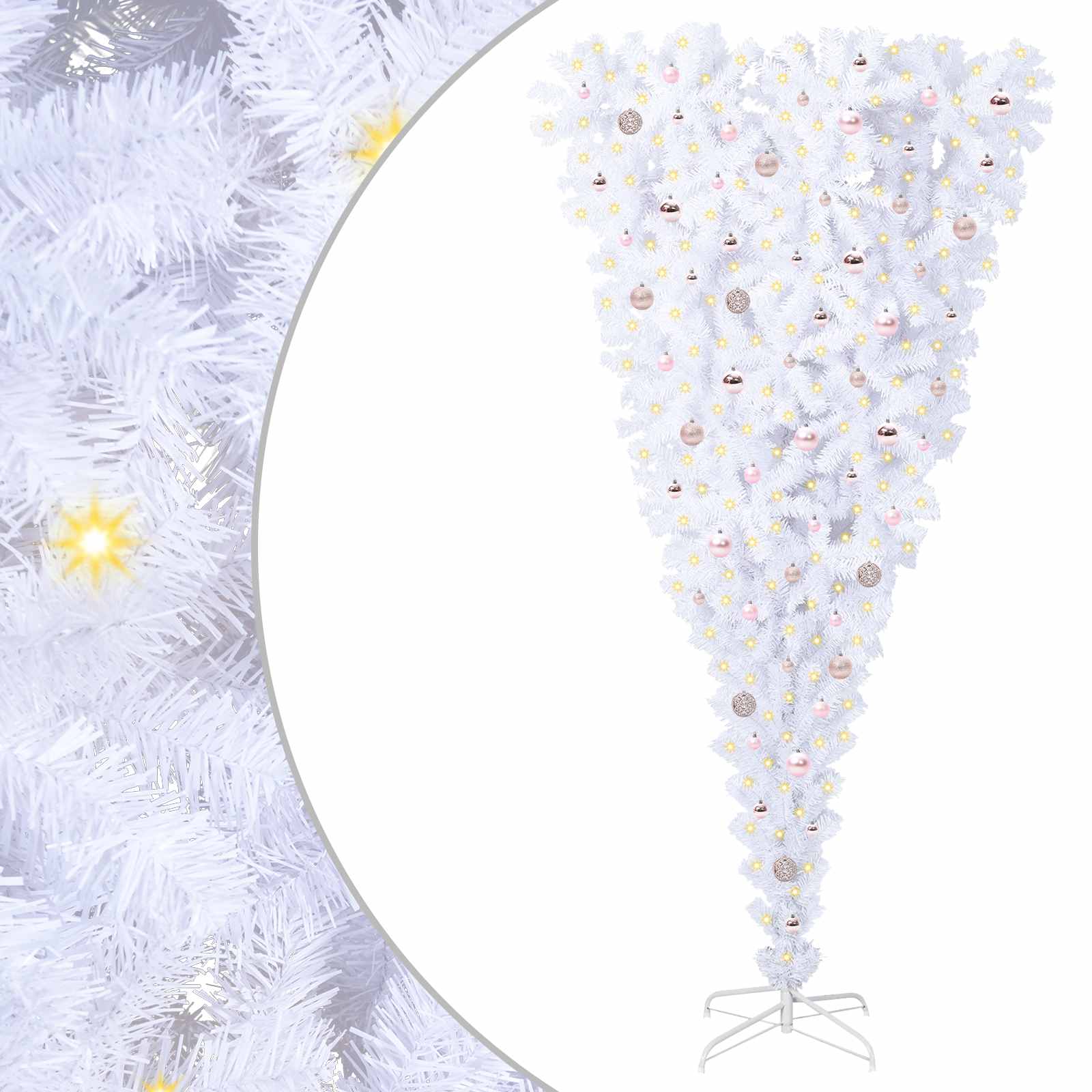 Mākslīgā Ziemassvētku eglīte ar 300 LED lampiņām, balta, 240 cm, PVC un tērauds
