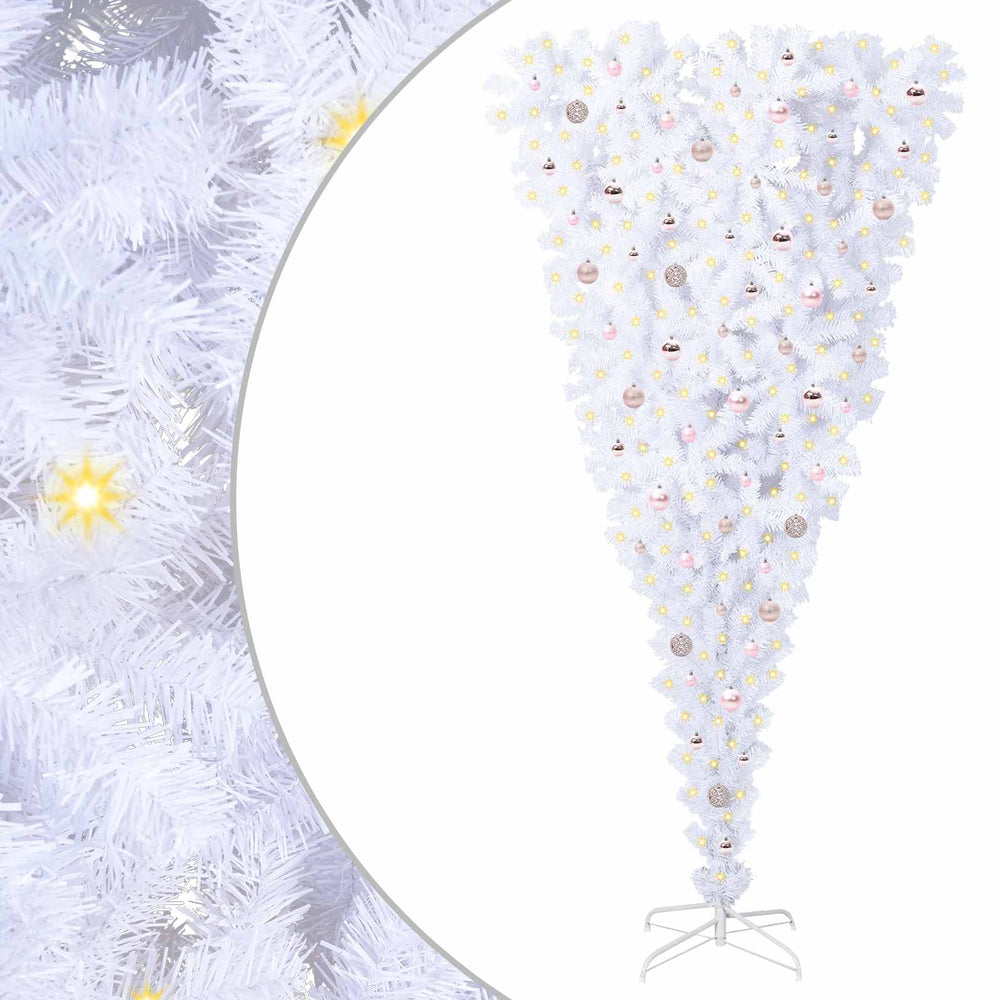 Artificial Christmas Tree with 300 LEDs White 240 cm PVC and Steel