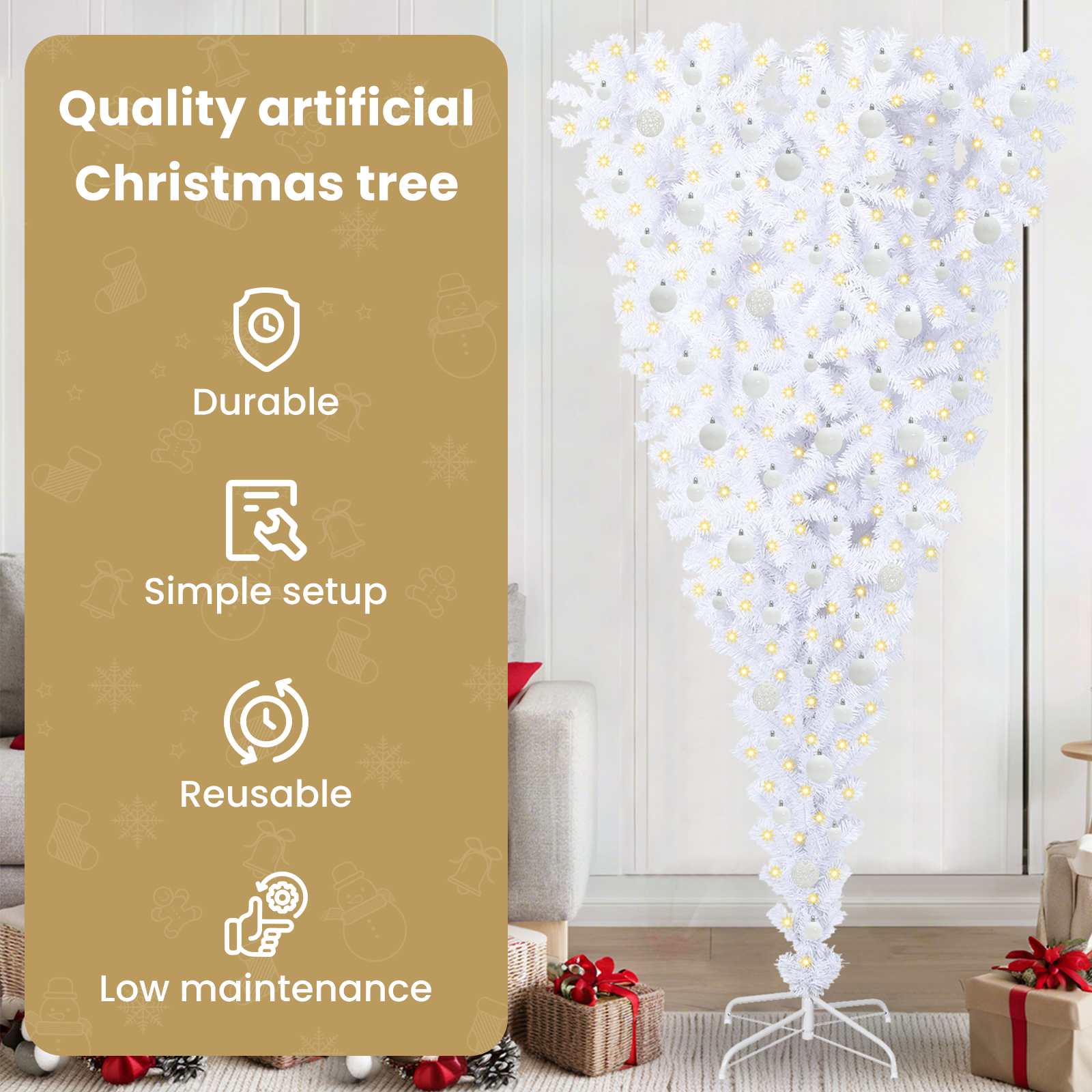 Dirbtinė Kalėdų eglutė su 300 LED Balta 240 cm PVC ir plienas