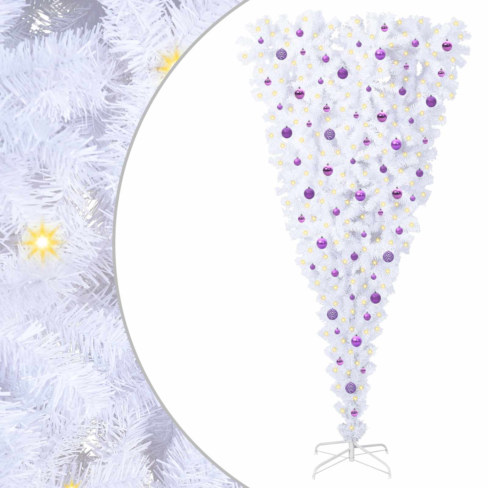 Mākslīgā Ziemassvētku eglīte ar 300 LED lampiņām, balta, 240 cm, PVC un tērauds