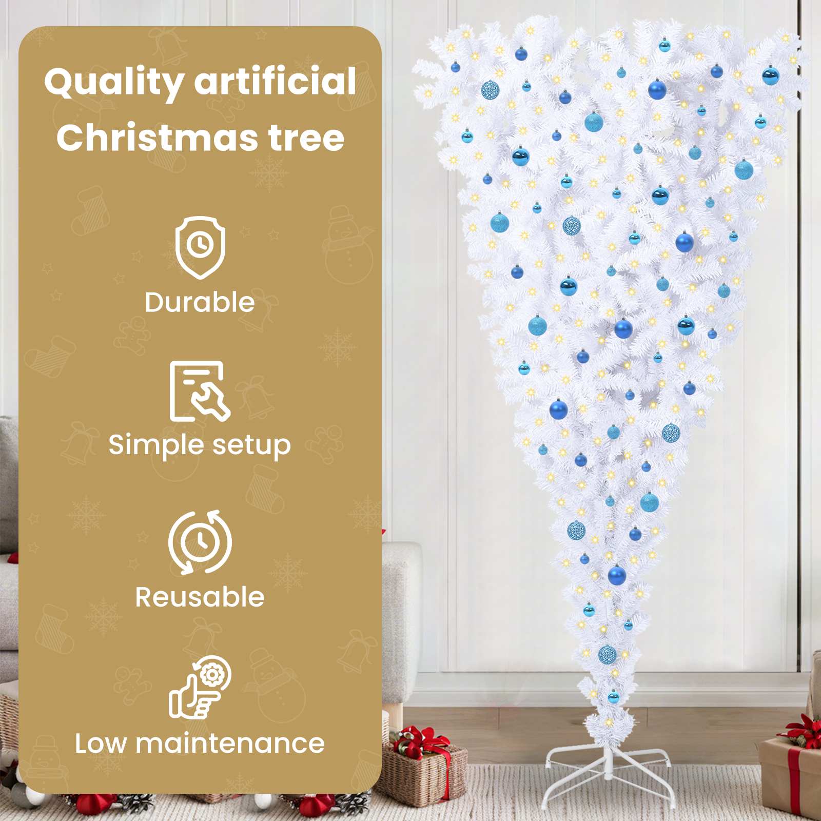 Dirbtinė Kalėdų eglutė su 300 LED Balta 240 cm PVC ir plienas