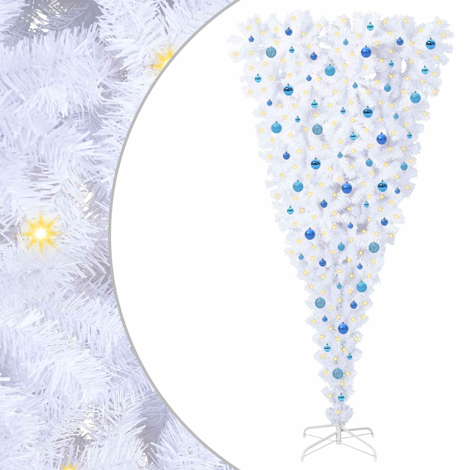 Artificial Christmas Tree with 300 LED Lights White 240 cm PVC and Steel