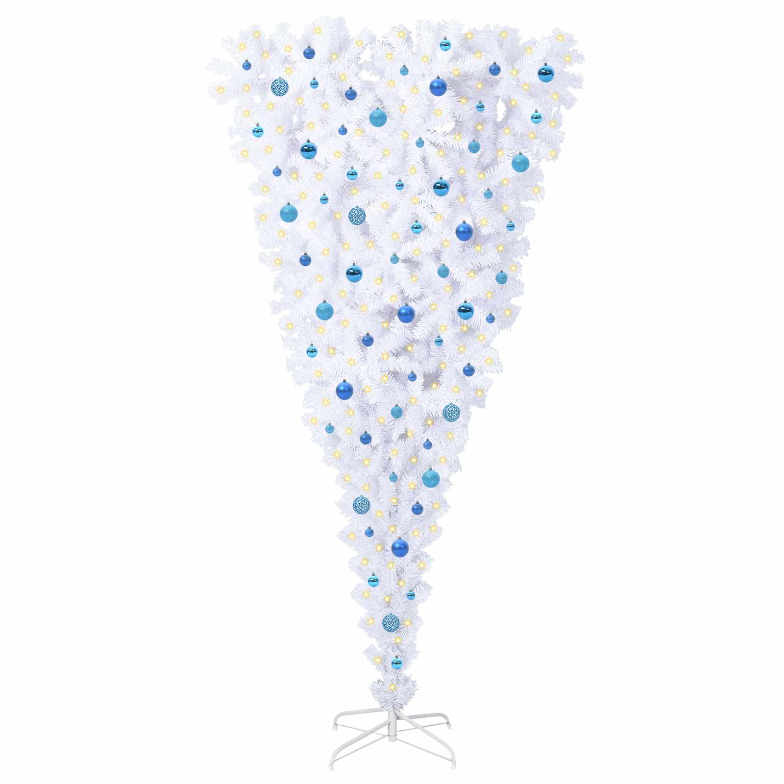 Artificial Christmas Tree with 300 LED Lights White 240 cm PVC and Steel