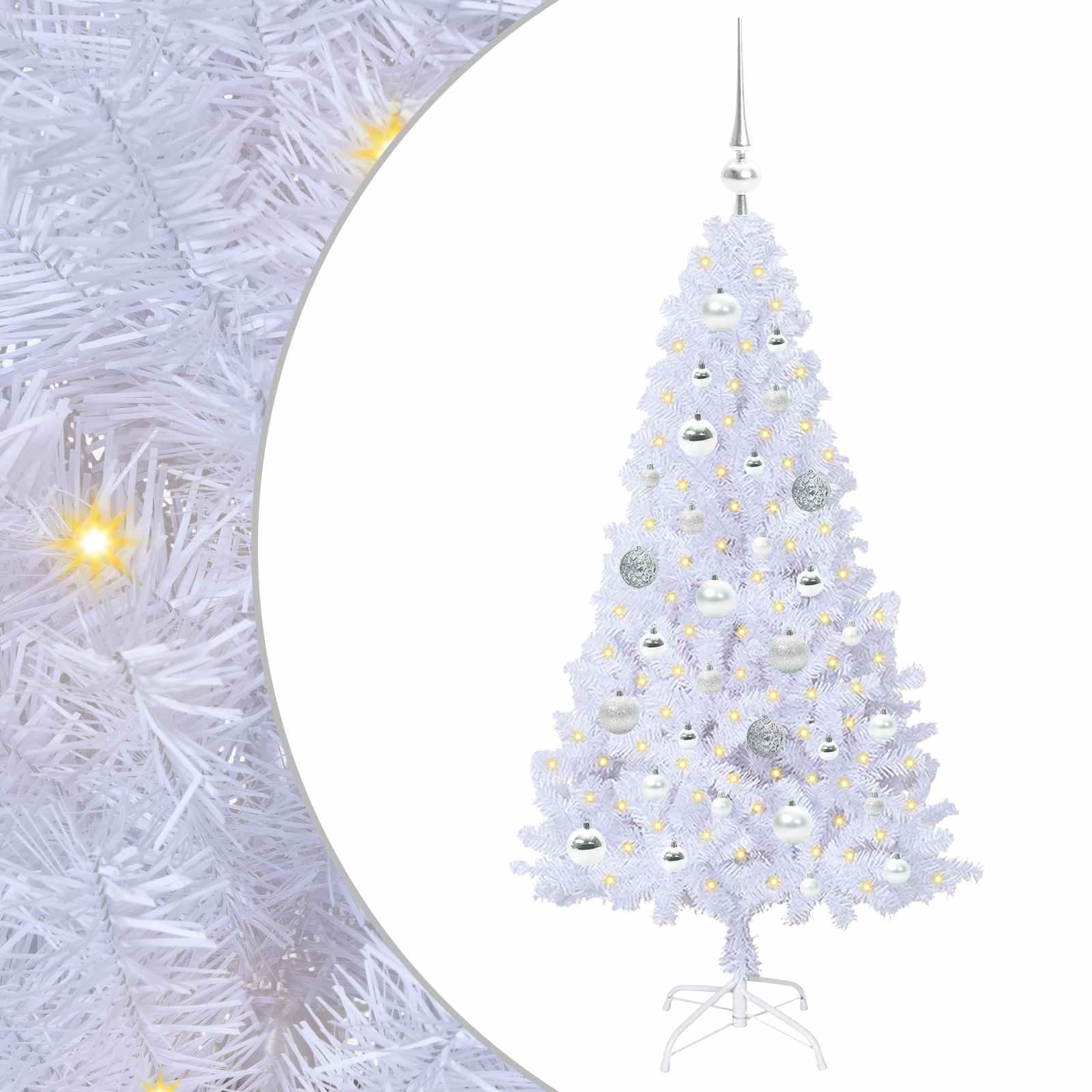 Dirbtinė Kalėdų eglutė su 150 LED Balta 120 cm PVC ir Plienas