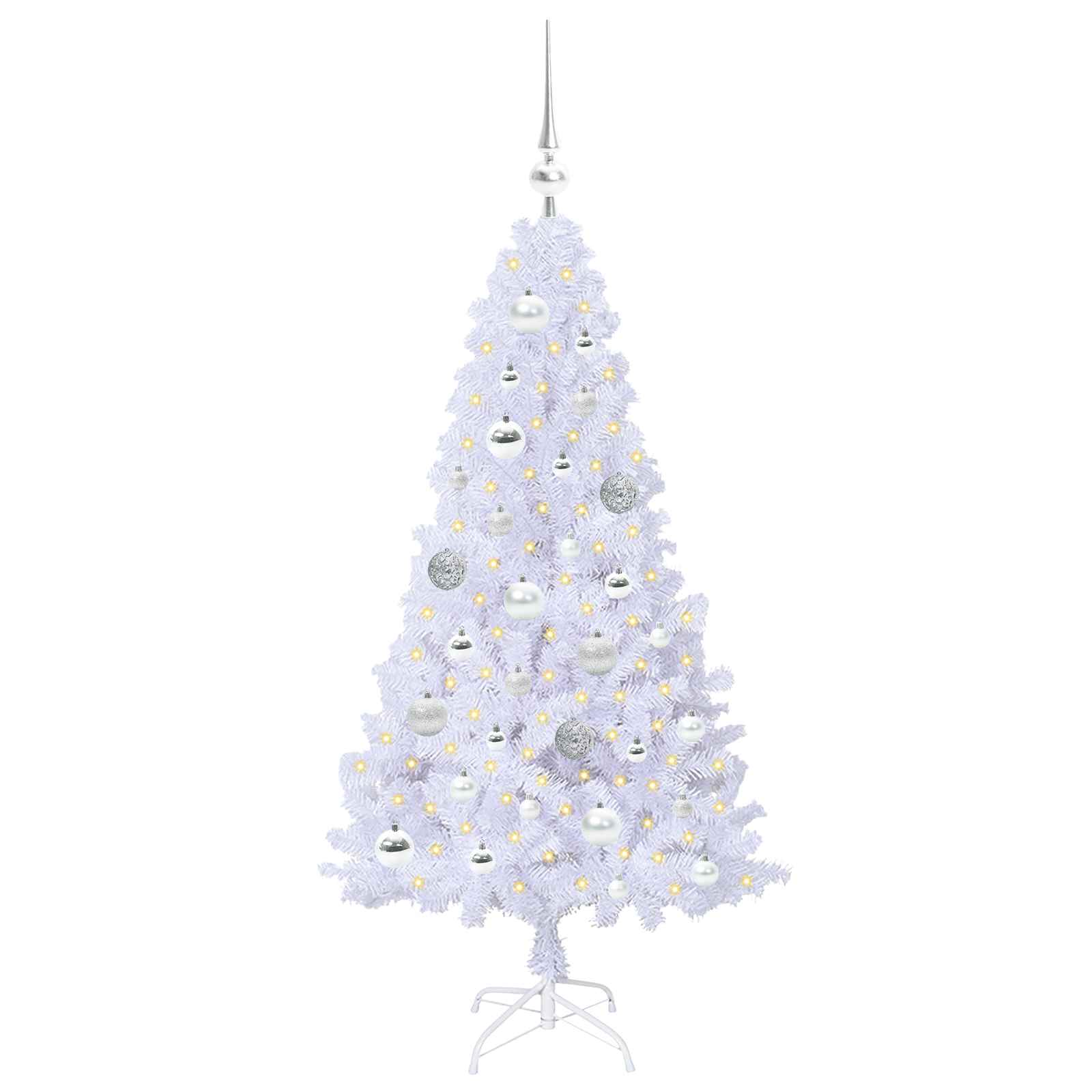Dirbtinė Kalėdų eglutė su 150 LED Balta 120 cm PVC ir Plienas