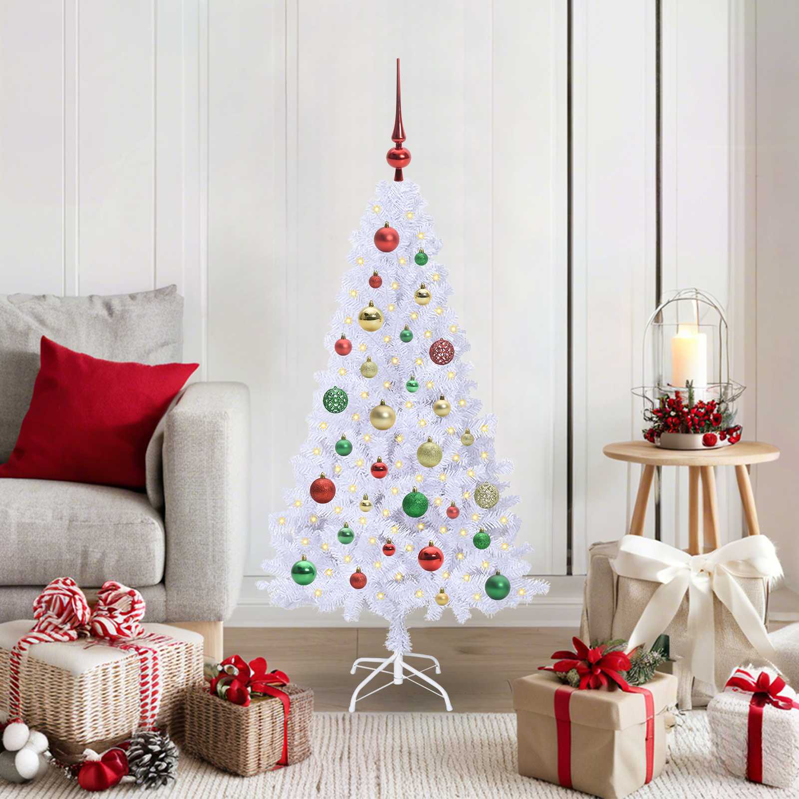 Artificial Christmas Tree with 150 LED White 120 cm PVC and Steel